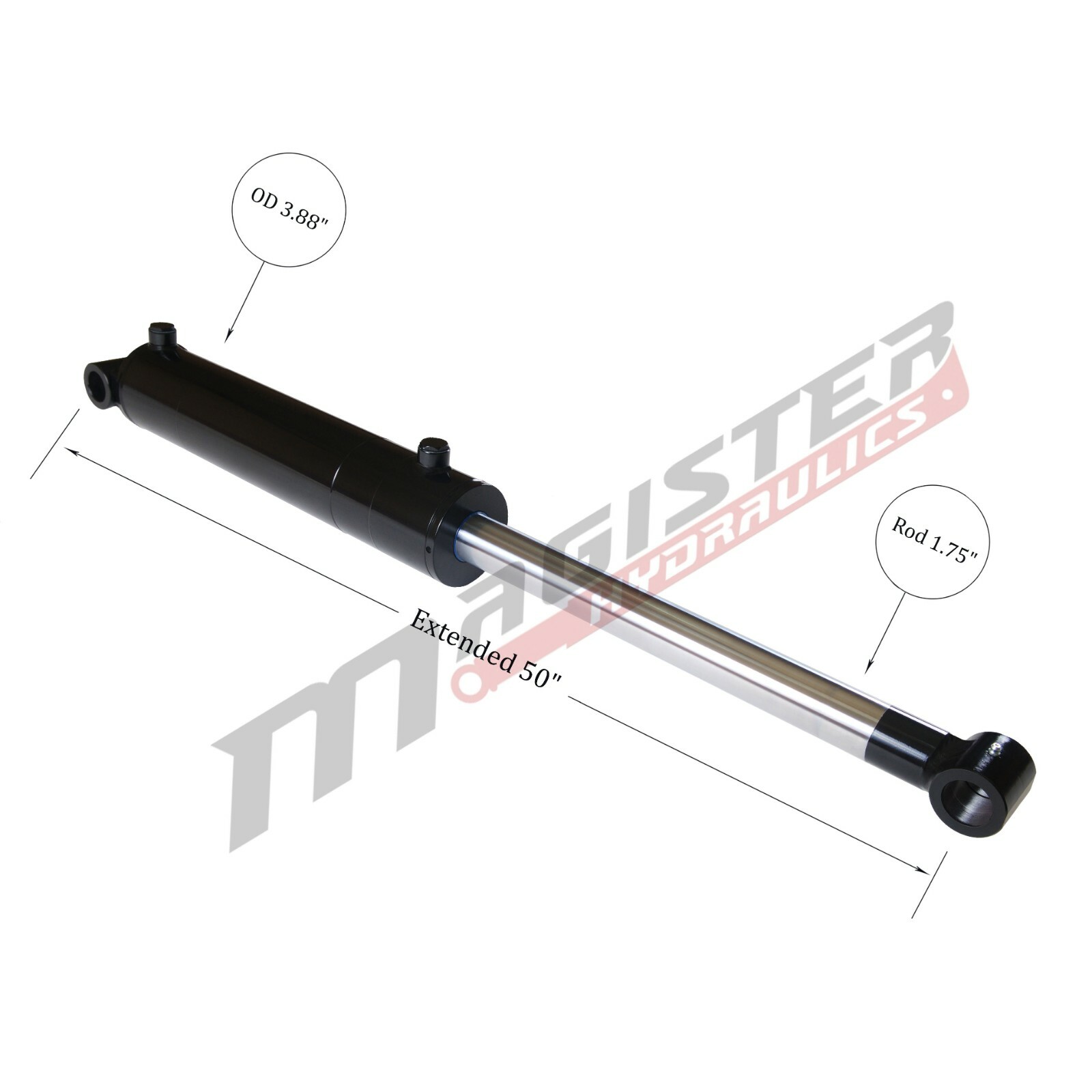Hydraulic Cylinder Welded Double Acting 3.5″ Bore 20″ Stroke Cross Tube 3.5×20