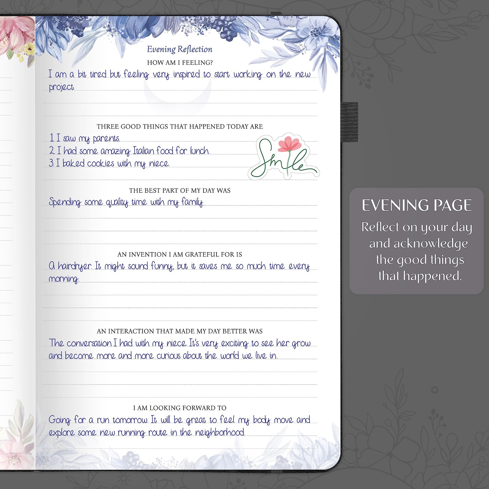 Legend Gratitude Journal – Guided Daily A5 (5.8” x 8.3”), Black debossed