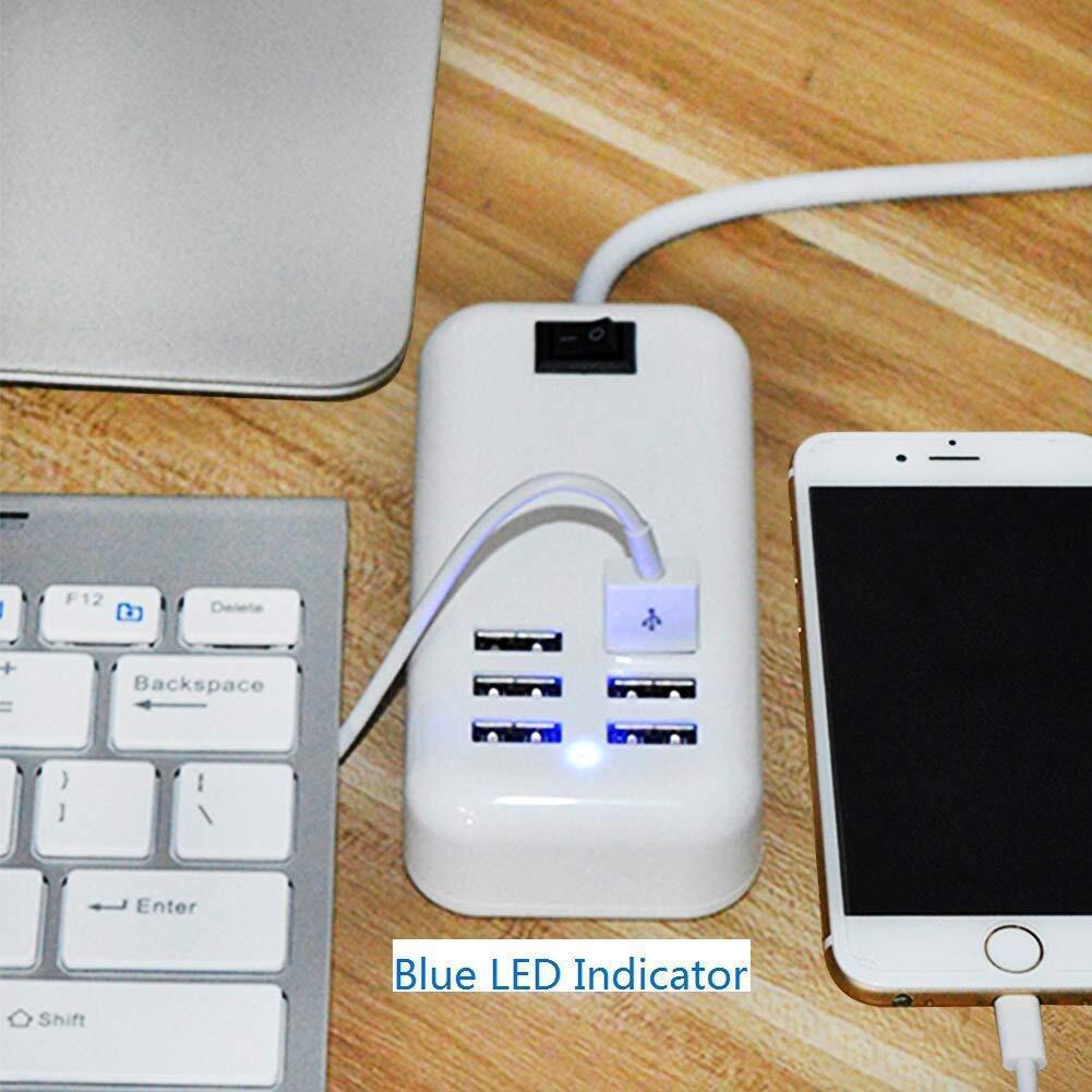 Multi 6 Port USB Hub Wall Charger Station Fast Charging Desktop AC Power Adapter