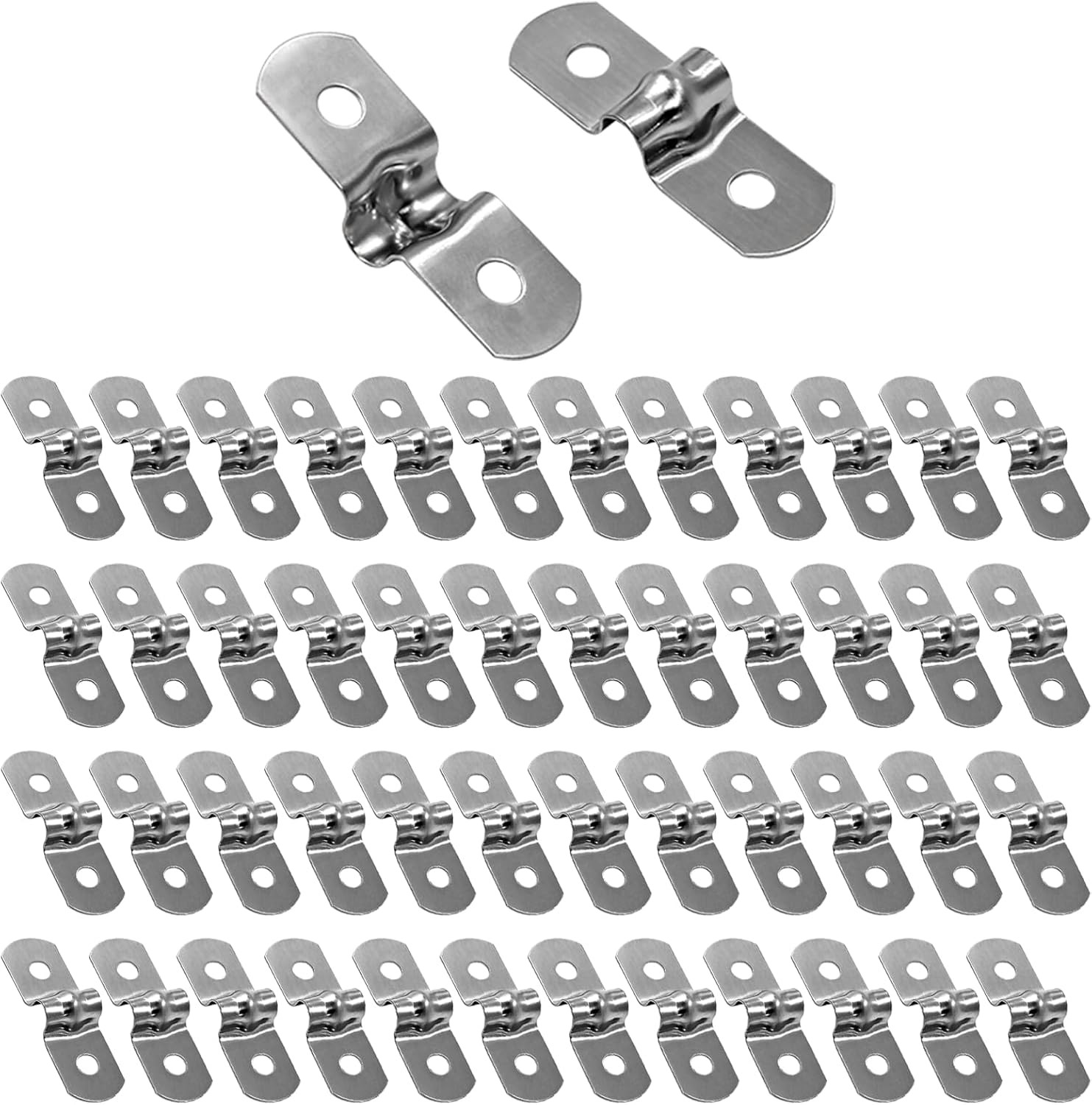 50Pcs M5 Pipe Strap Clamp 3/16″ Stainless Steel Two Hole U Bracket Fastener Kit