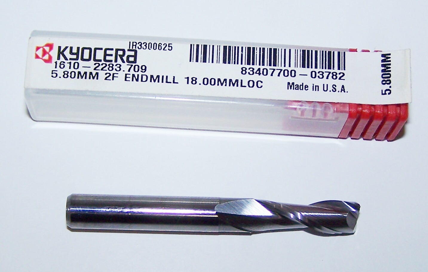(.2283″) 5.80mm CARBIDE END MILL 2 FLUTE KYOCERA 1610-2283.709 MADE IN USA