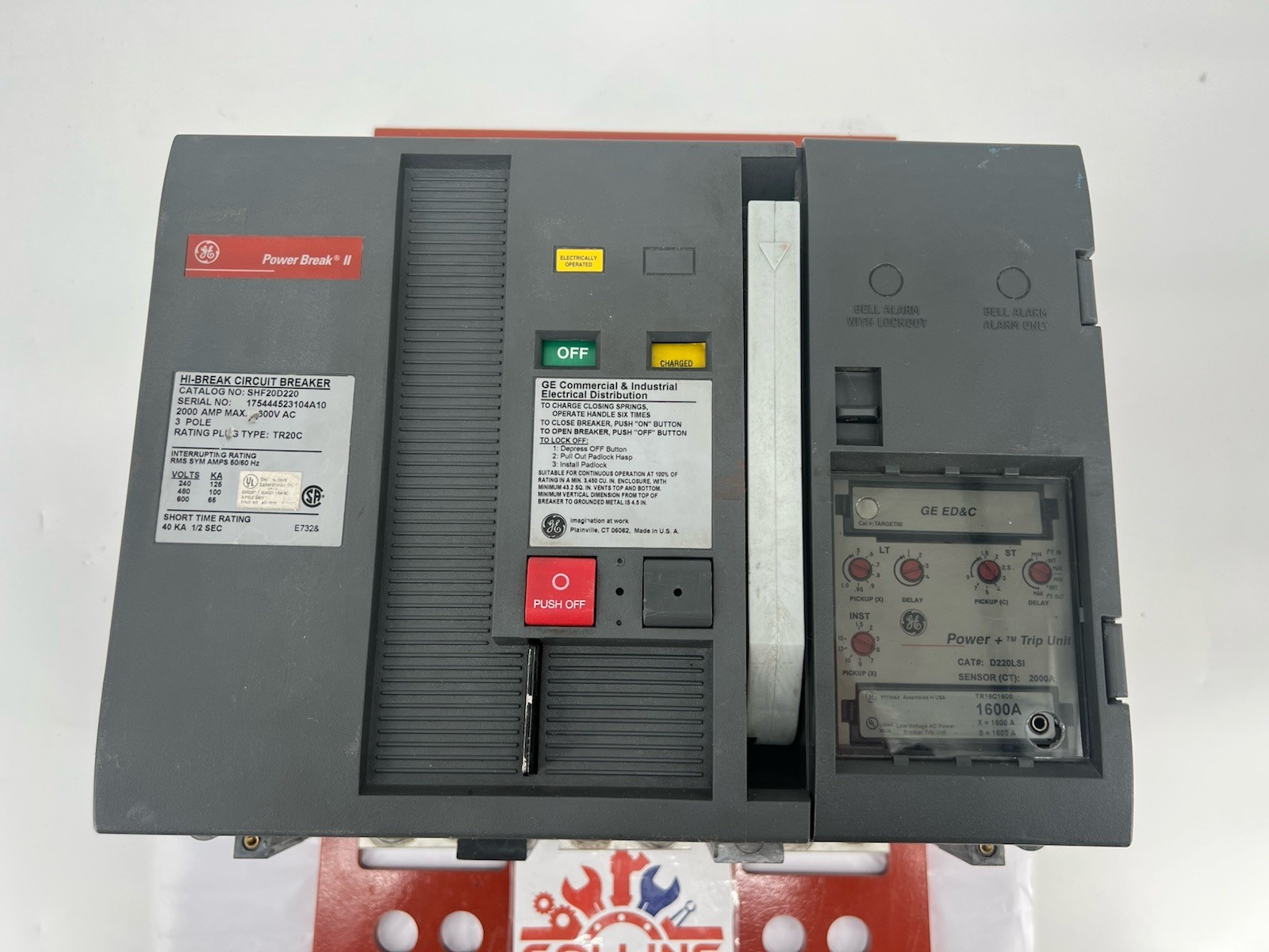 GE SHF20D220 Hi-Break Circuit Breaker, 2000A, 600V, 3P, 3Ø w/ SPUV120AC