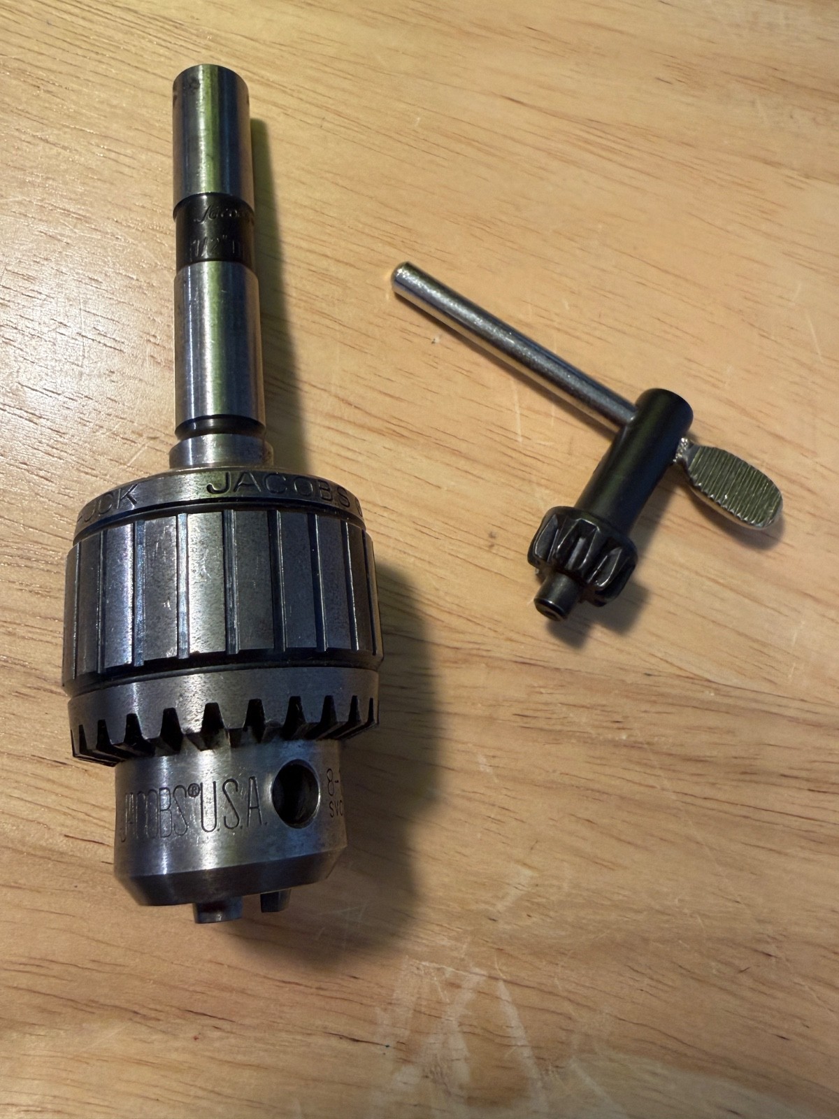 Jacobs 8-1/2N 2SJT Ball Bearing Super Chuck 0-1/4″ Cap 1/2” Shank & Key – NEW