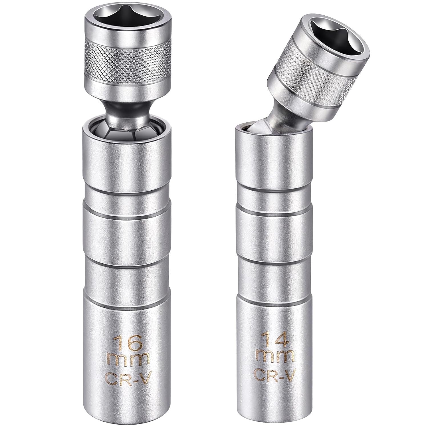 14mm & 16mm Magnetic Swivel Spark Plug Socket Set, 3/8″ Drive Thin Wall 12 Point