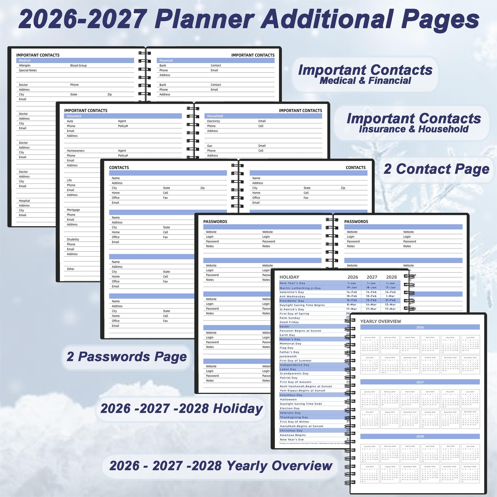 2026-2027 7.4 x 9.6 x 0.35 inches, Monthly Planner Black(Dated 2026.1-2027.6)