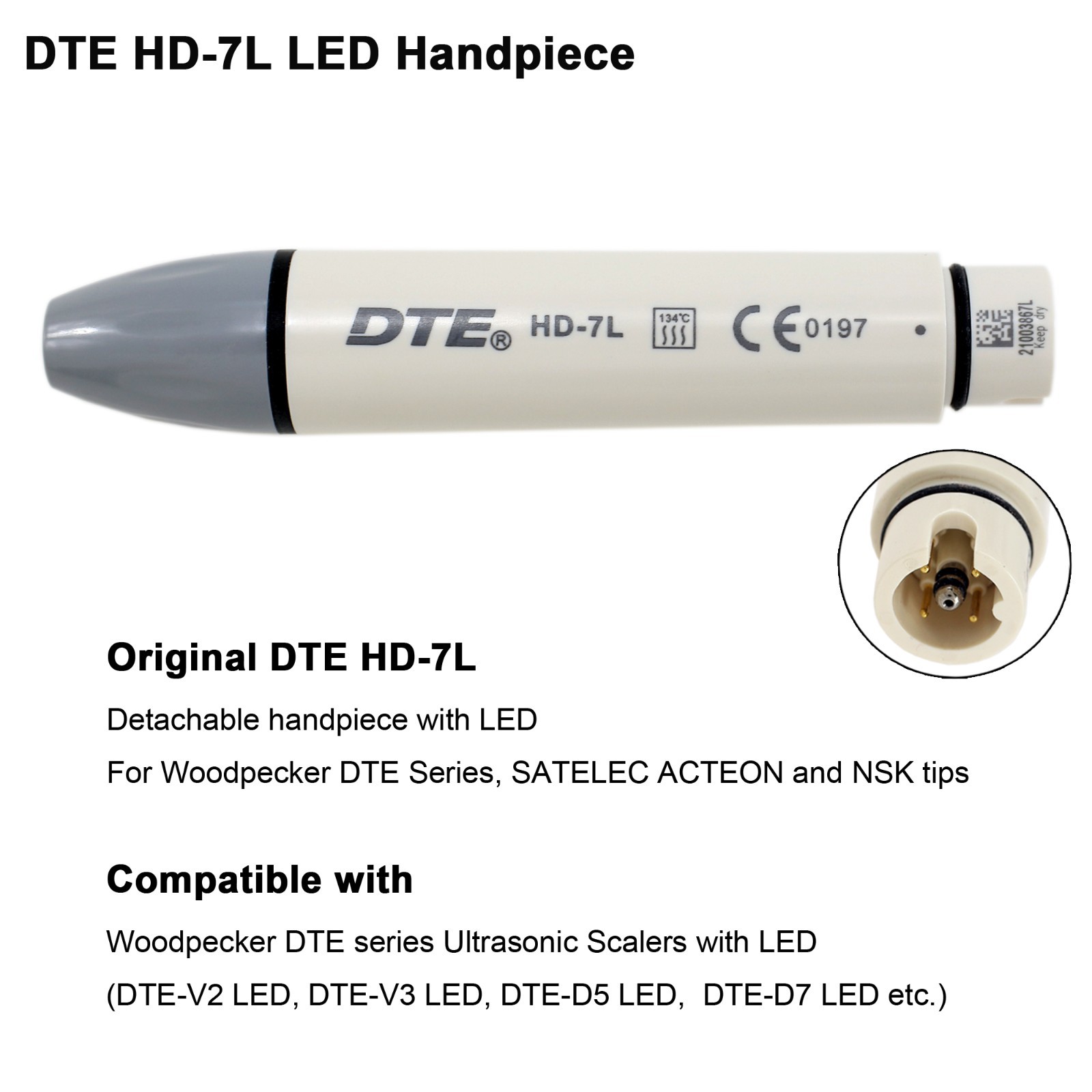 Woodpecker DTE HD-7L Handpiece Dental Ultrasonic Piezo Scaler Tips GD1 GD4 PD1