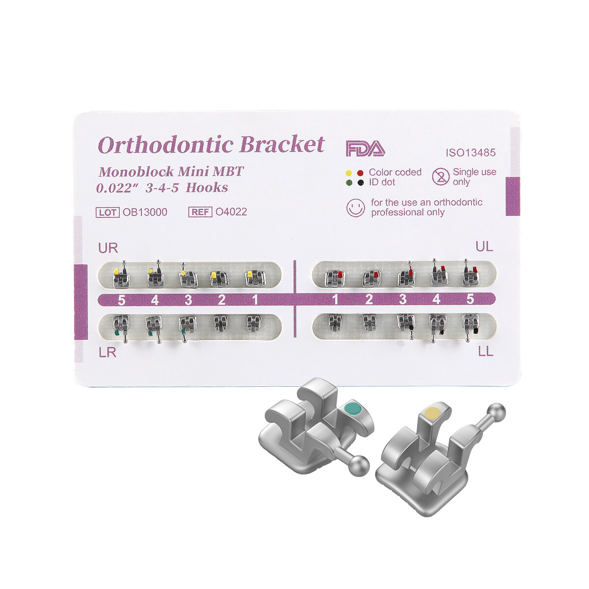 AZDENT Dental MIM Monoblock Orthodontic Brackets Braces Mini Roth/MBT Hooks 345