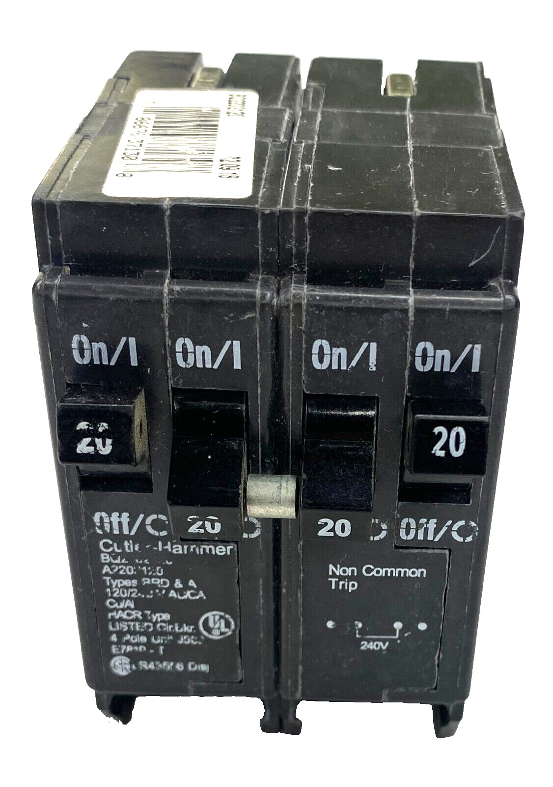 20A Cutler Hammer BQ220220 Circuit Breaker 4P 20 Amp 120V/240V Non Common Trip