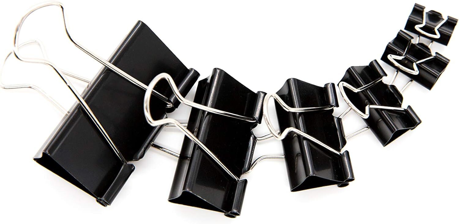 DSTELIN Binder Clips Paper Clamps Assorted Sizes 100 Count (Black), X Large, Lar