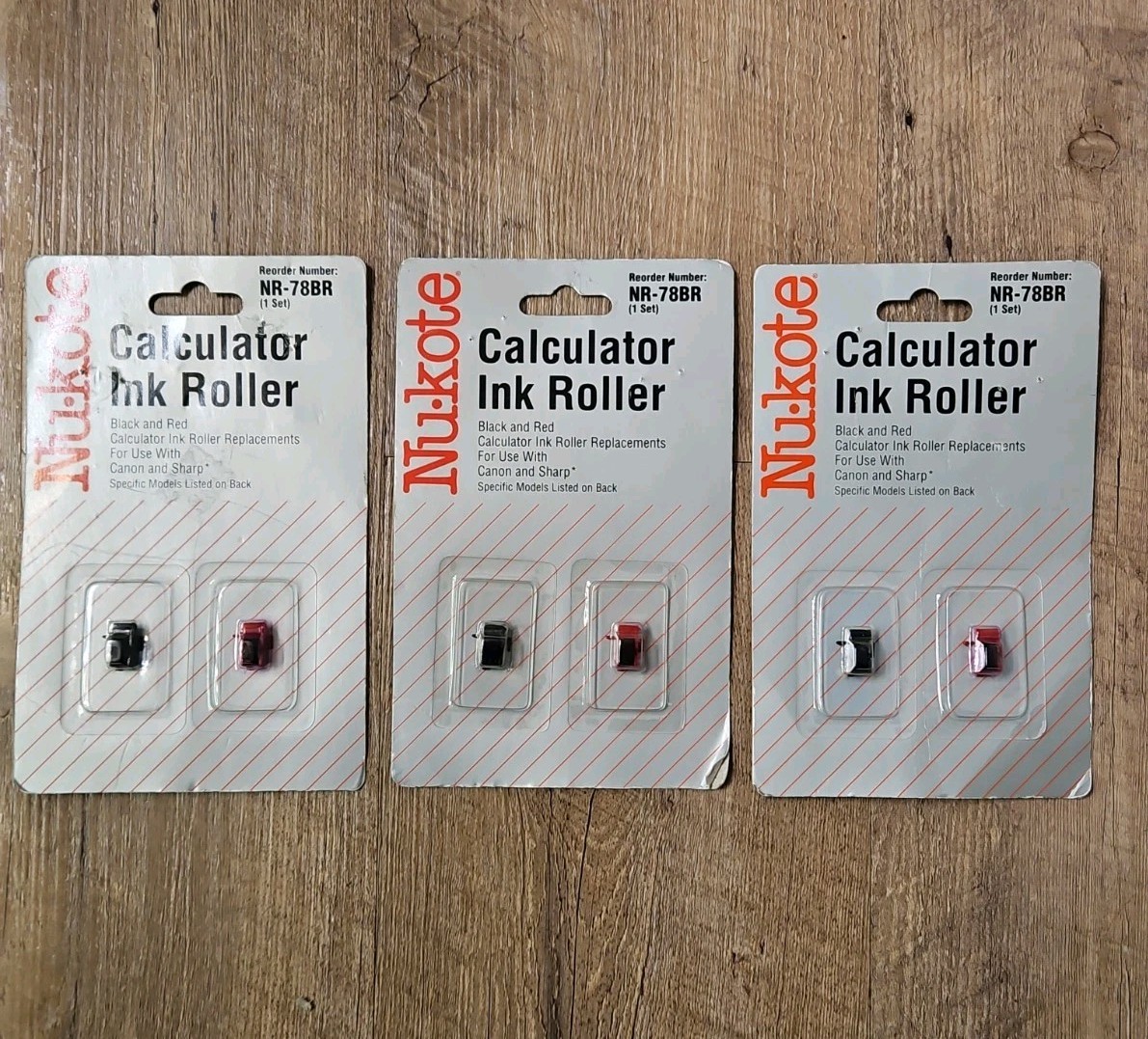 3 Pack! NUKOTE Calculator Ink Roller Black & Red Ink Replacements SEALED NR-78BR