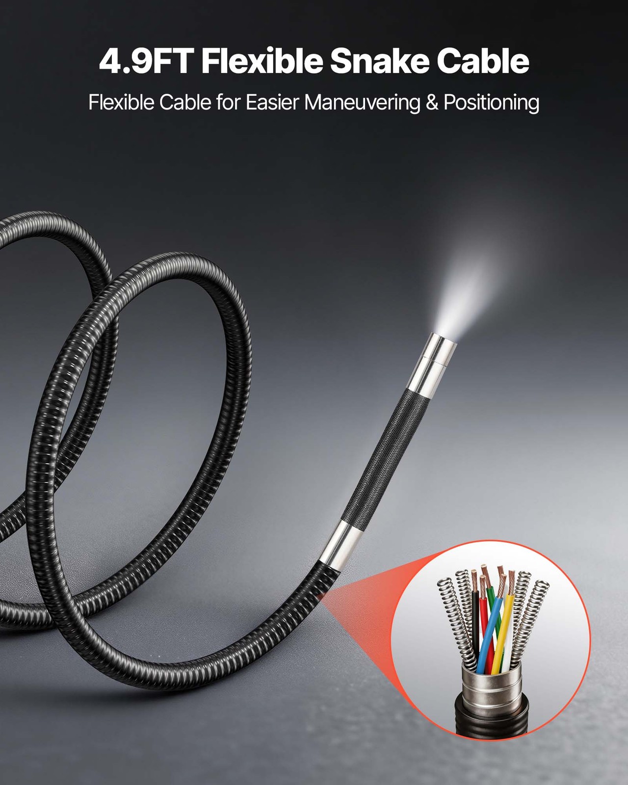 VEVOR Articulating Borescope Camera 4-Way 360° Articulated Endoscope 4.5″ Screen