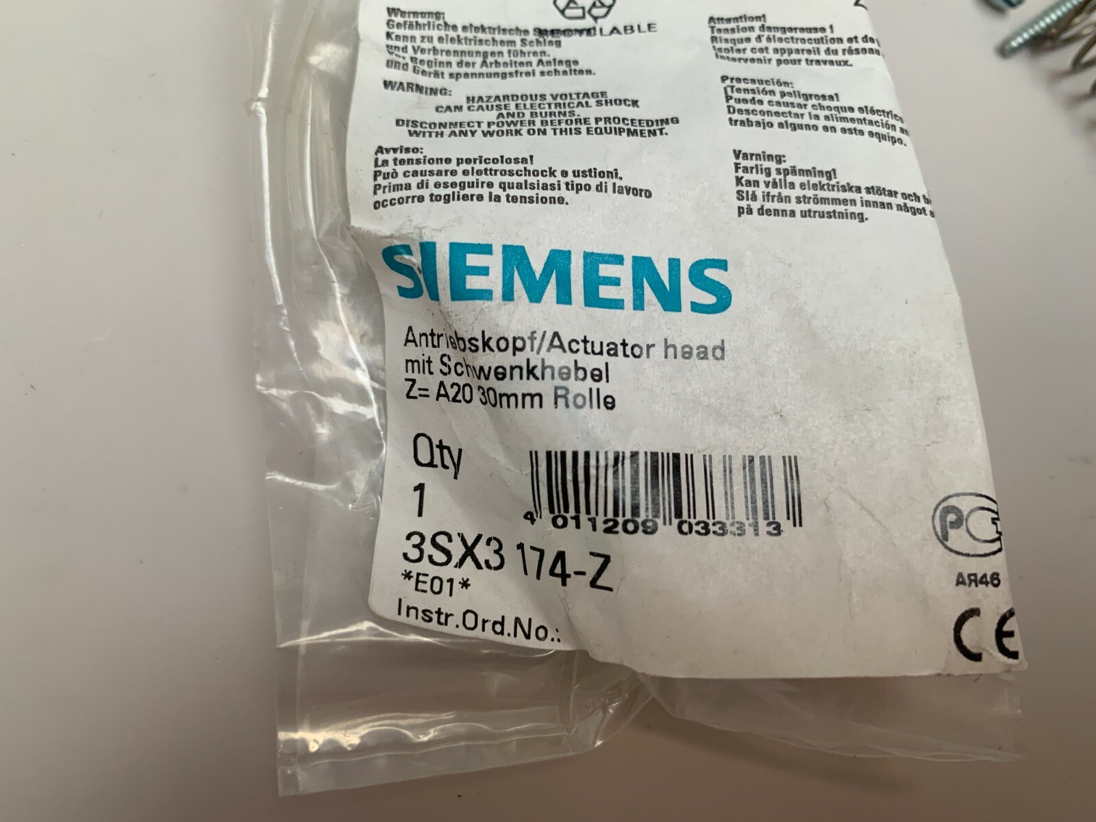 Siemens 3SX3 174-Z Actuator Head Lever