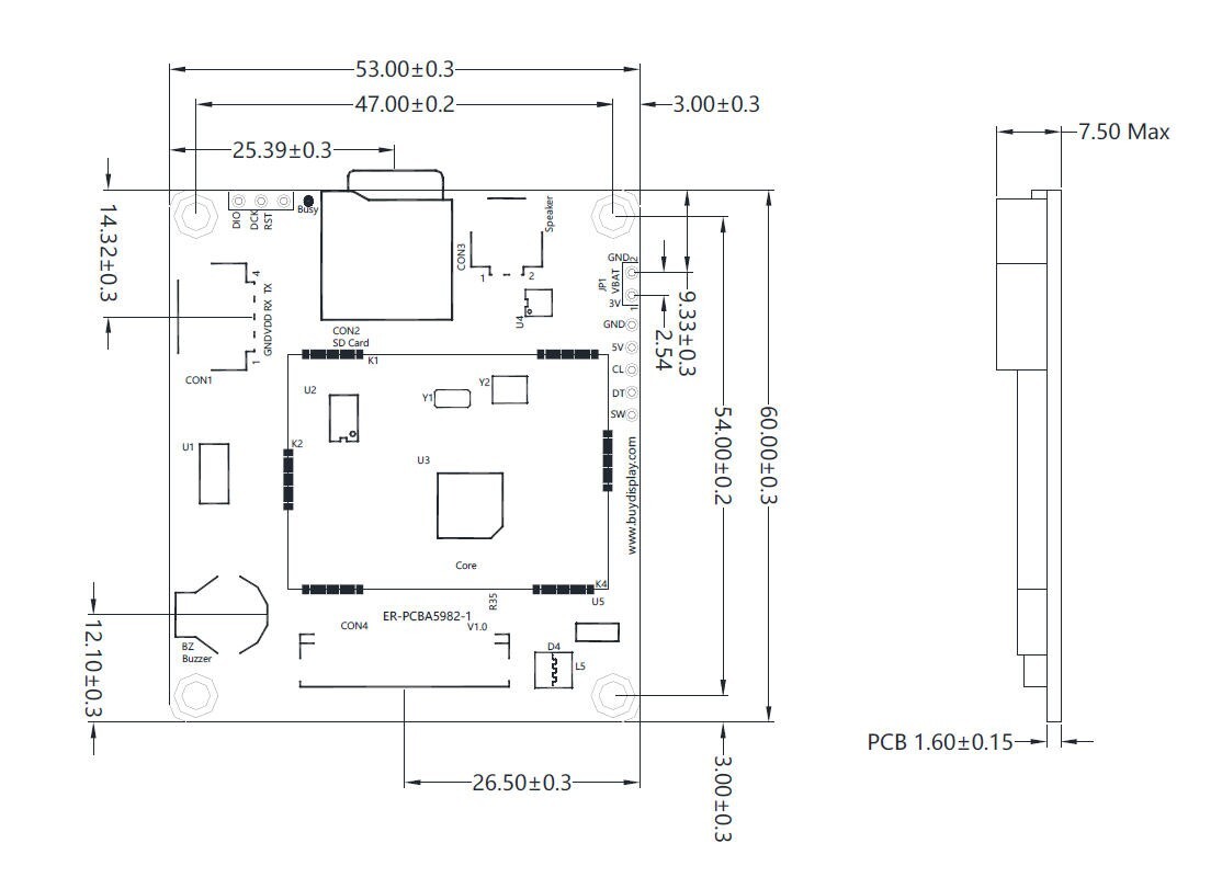 3 inch 480×854 Bar Type HMI Display Intelligent Smart UART TFT LCD