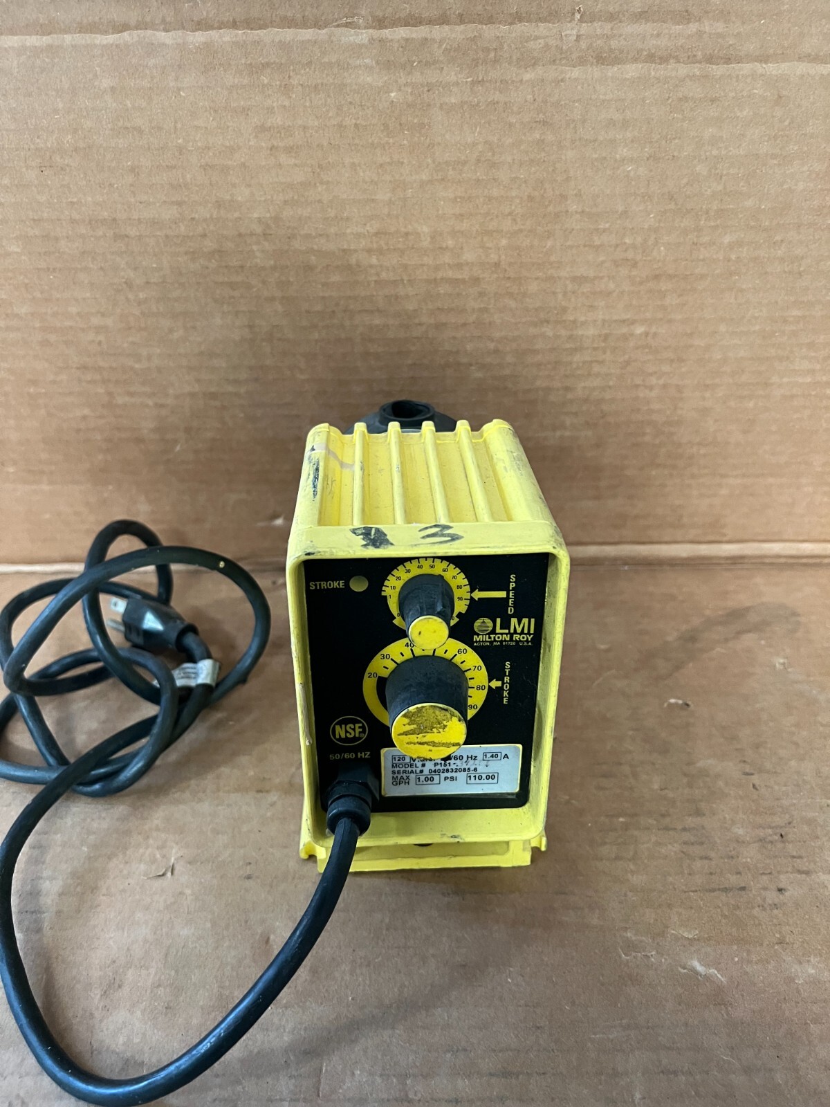 LMI Milton Roy P151-392 Pump 50/60Hz Max GPH 1.00 Max Psi 110.0