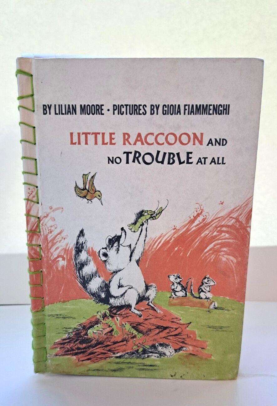 Handmade Junk Journal Cover Title – Little Raccoon & No Trouble ~ Varied Papers
