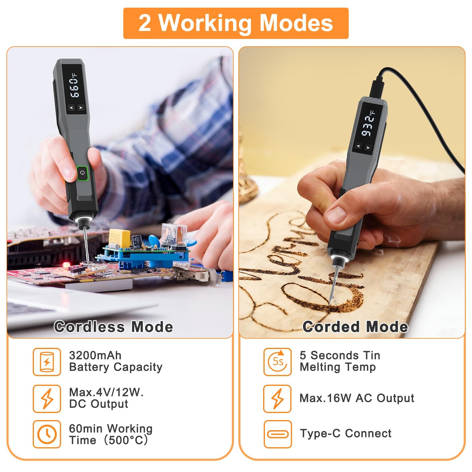 Soldering Iron Kit Cordless 5s Heating 14-in-1 Portable Grey