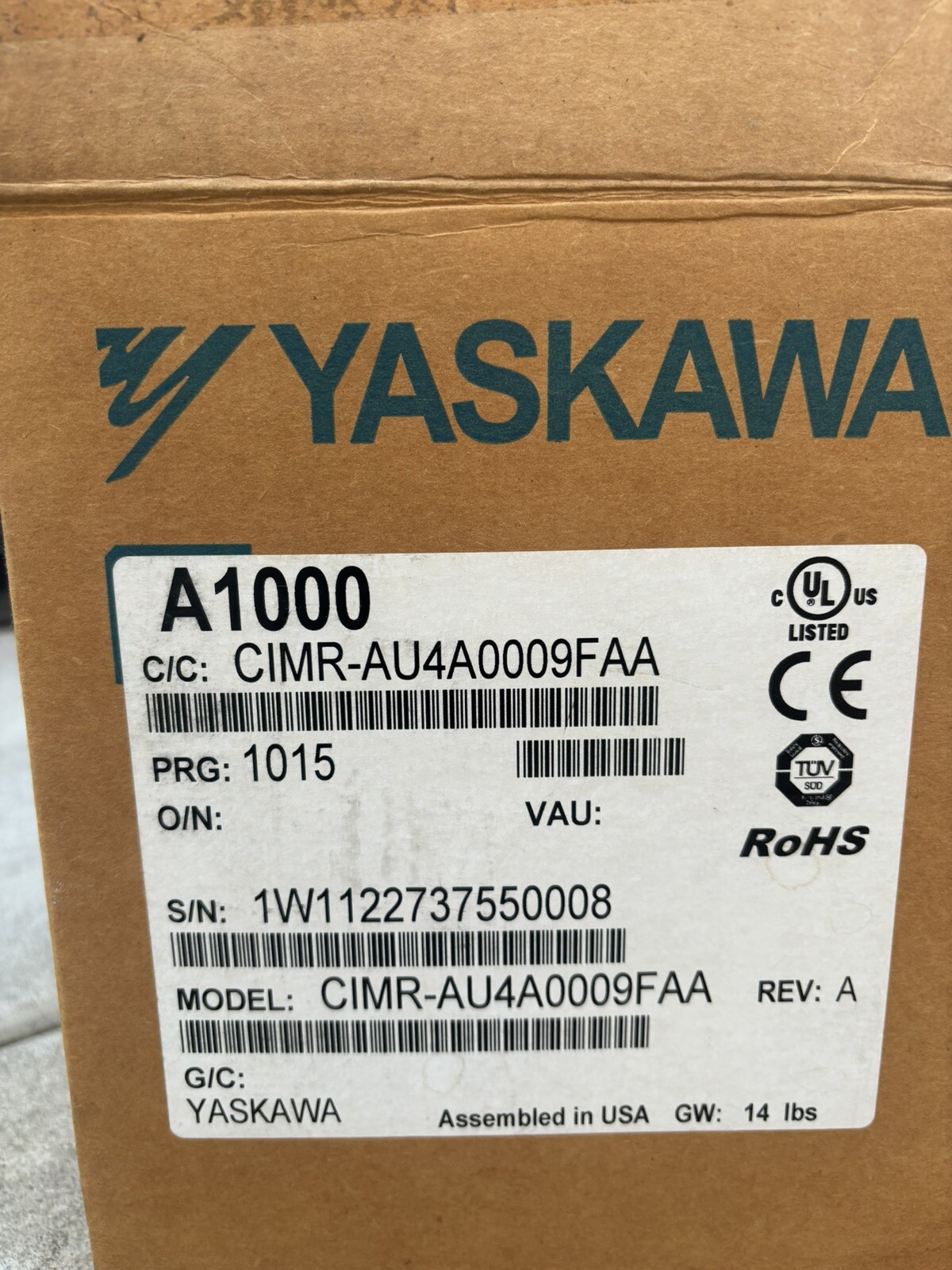 1PC YASKAWA CIMR-AU4A0009FAA CIMRAU4A0009FAA AC Drive New Expedited Shipping