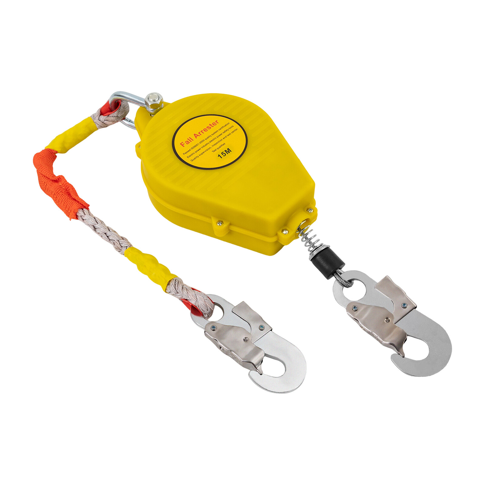 15M Self-Retracting Fall Arrester with Double Locking Hook, 150kg Capacity