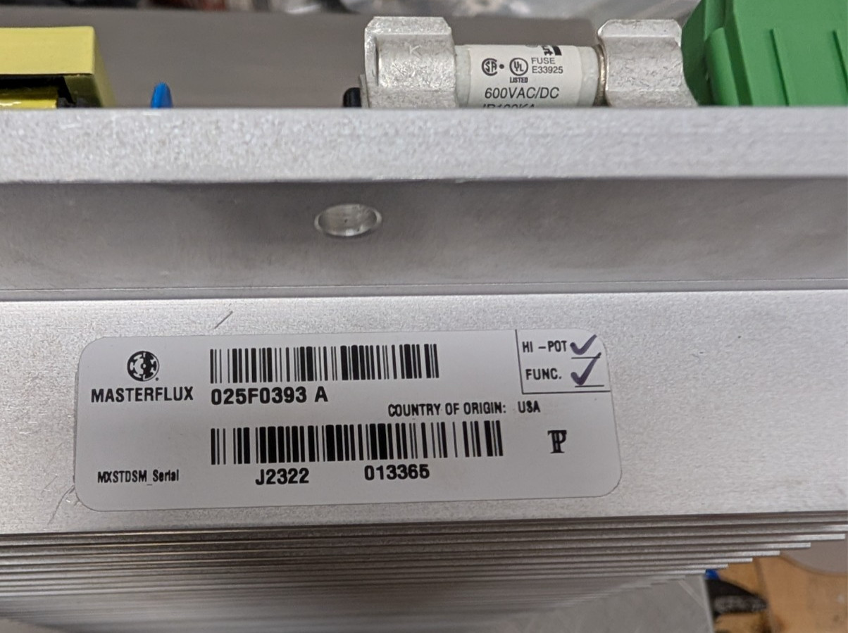 Masterflux 025F0393 A Brushless DC Motor Controller 75-125 VDC Input 2500W [A9S1