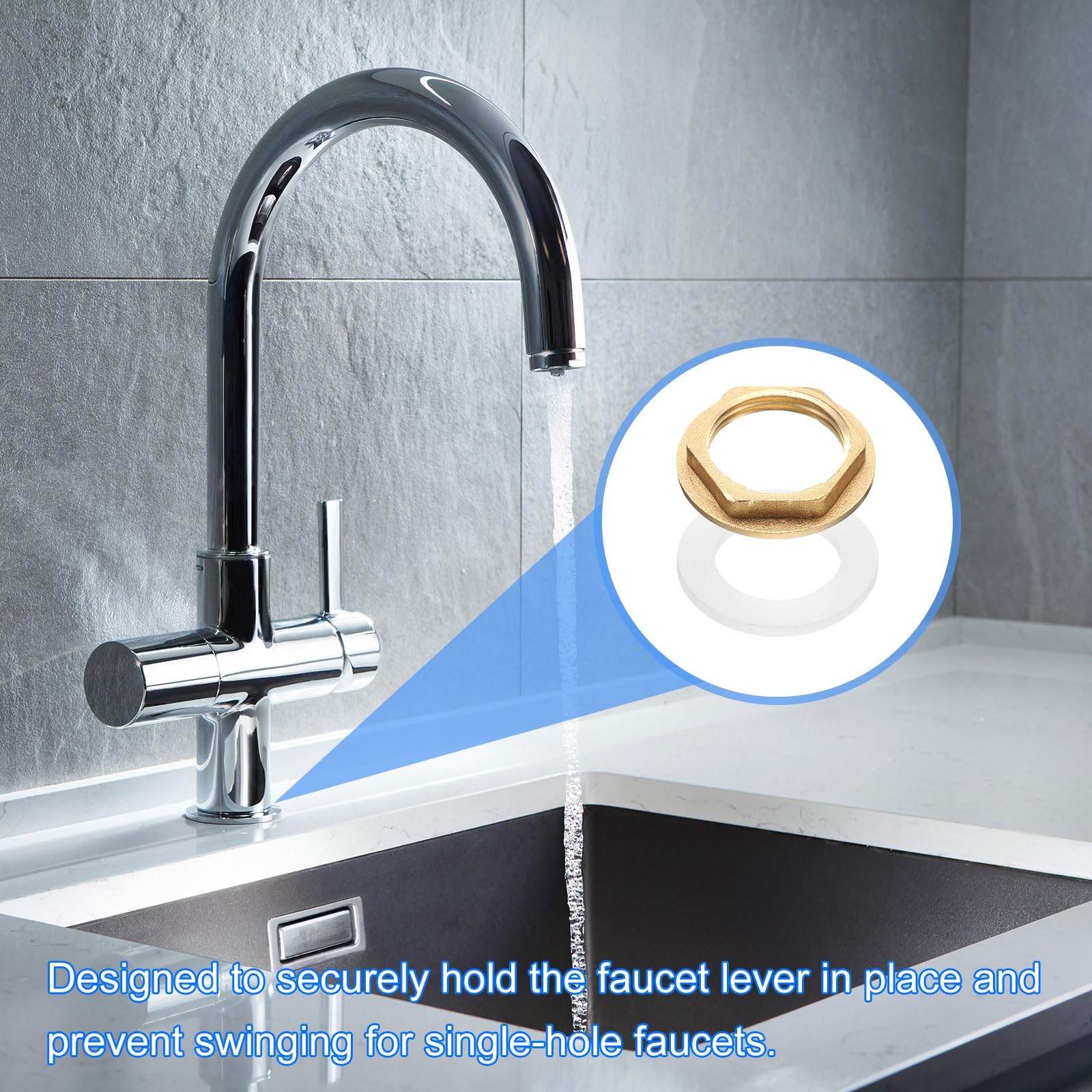uxcell 4Pcs Brass Lock Nuts Pipe Fitting, G3/4″-14 Female Hex G3/4″-14, Gold