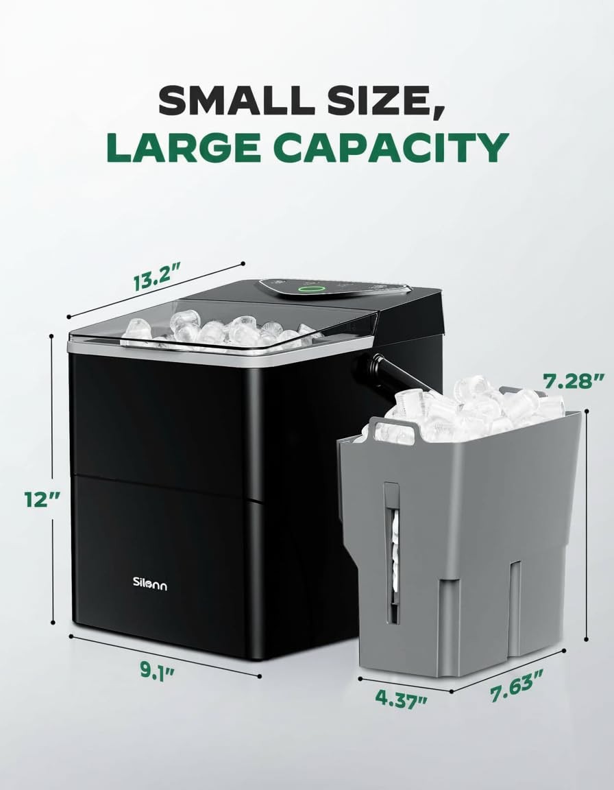 Countertop Ice Maker 2.5L Expandable Basket 26.5lbs/24H 9 Cubes 2 Sizes