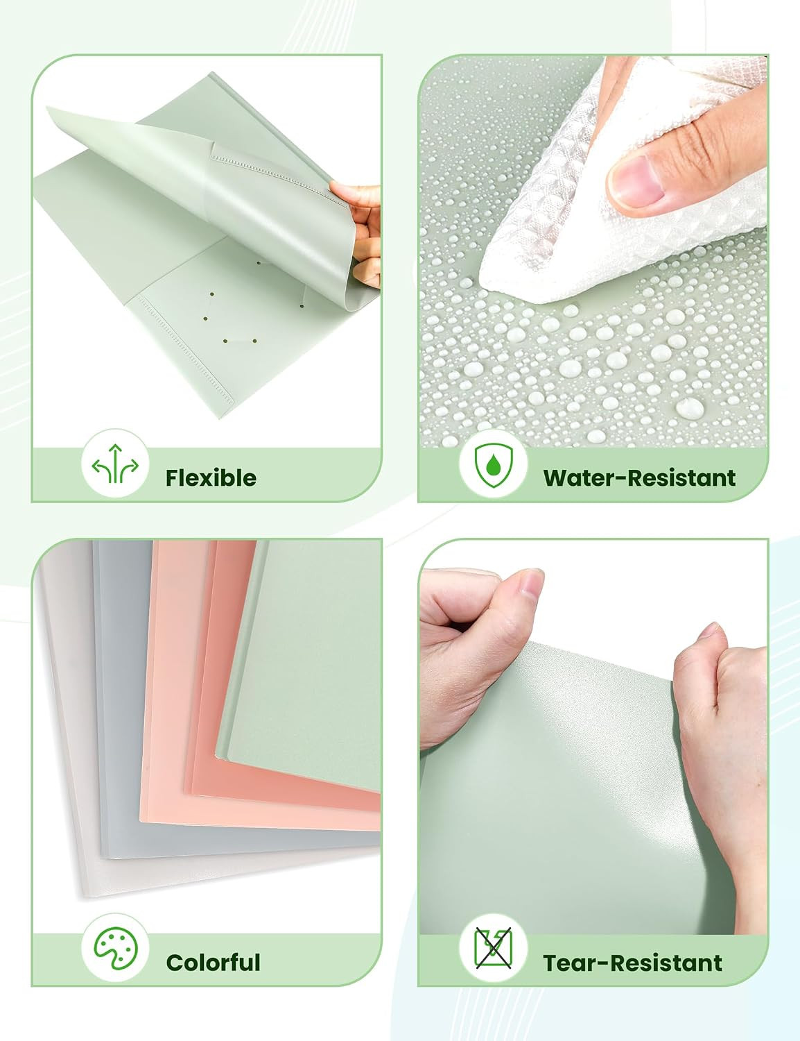 Pocket Folders with Prongs(5 Pack, Vintage Colors) Recycled Plastic Folders with