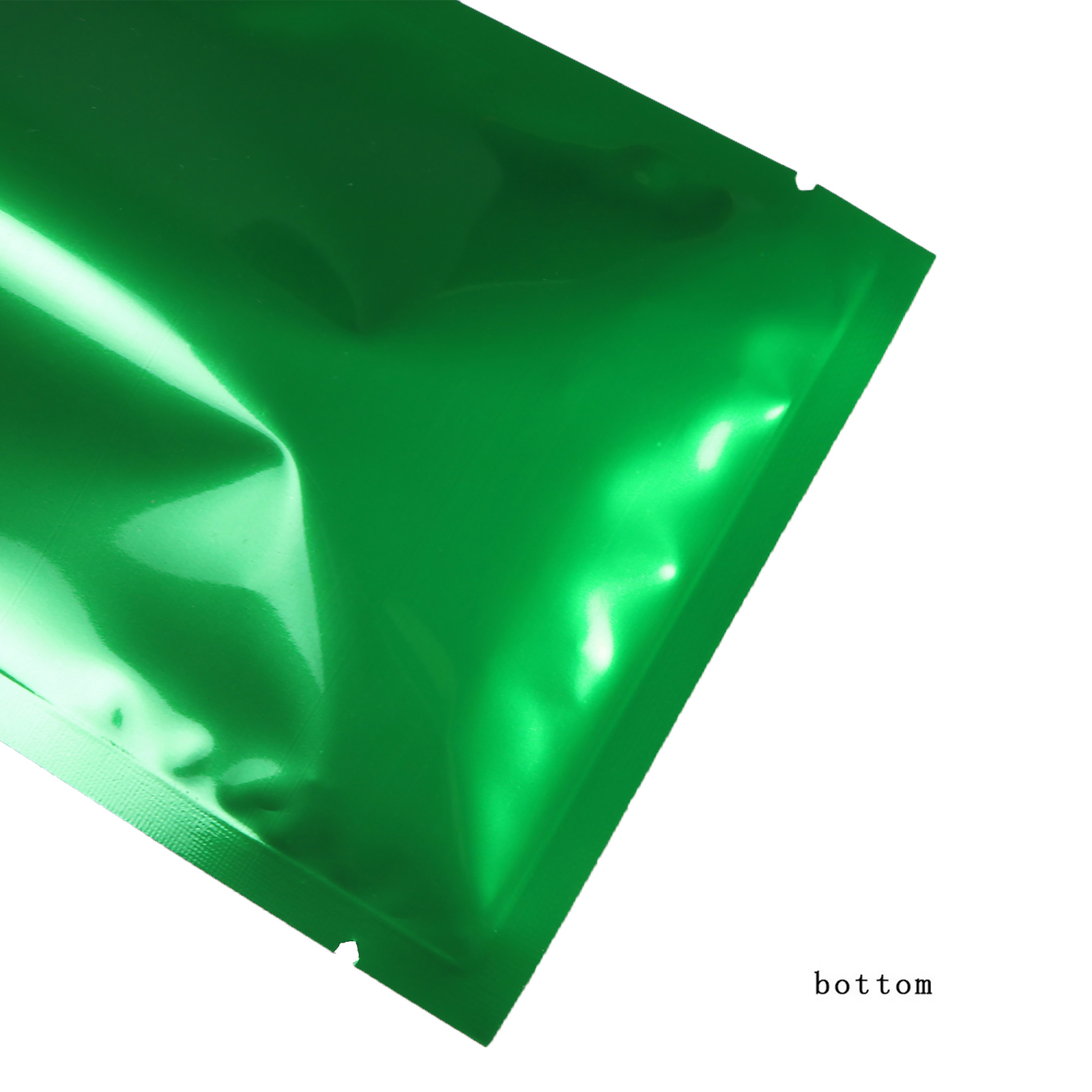 2.25×3.5in Wholesale Green Silver Open Top Bag Pouch with Heat Seal Machine N07