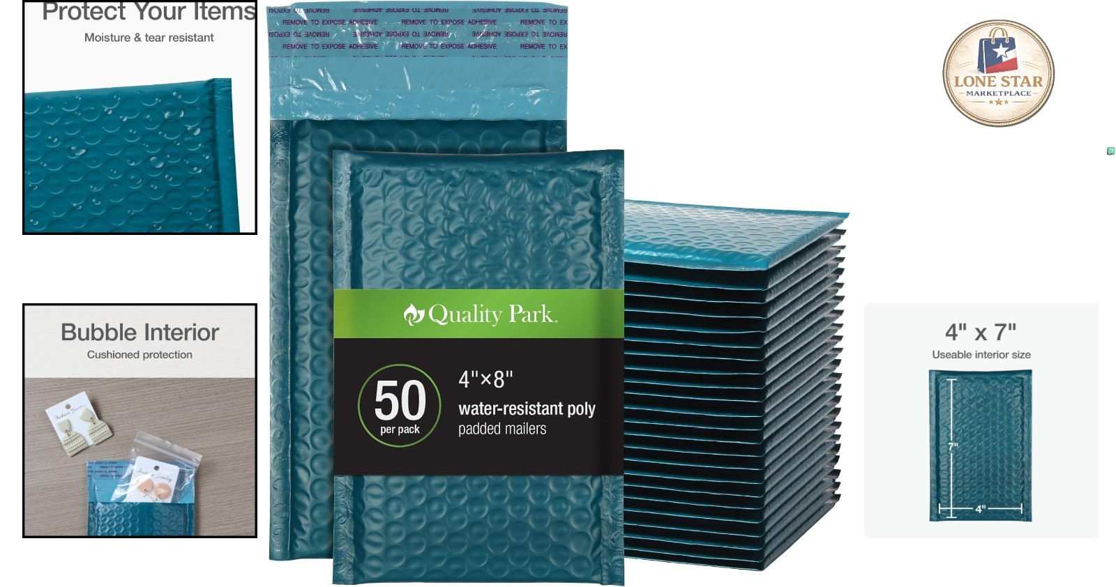 Self-Seal Blue Bubble Mailers (4×7) – 50 Pack of Lightweight Padded Envelopes
