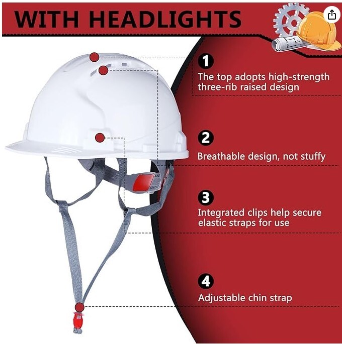 Leumoi 12 Pieces 4 Pt. Suspension Hard Hat Bulk Safety Helmets