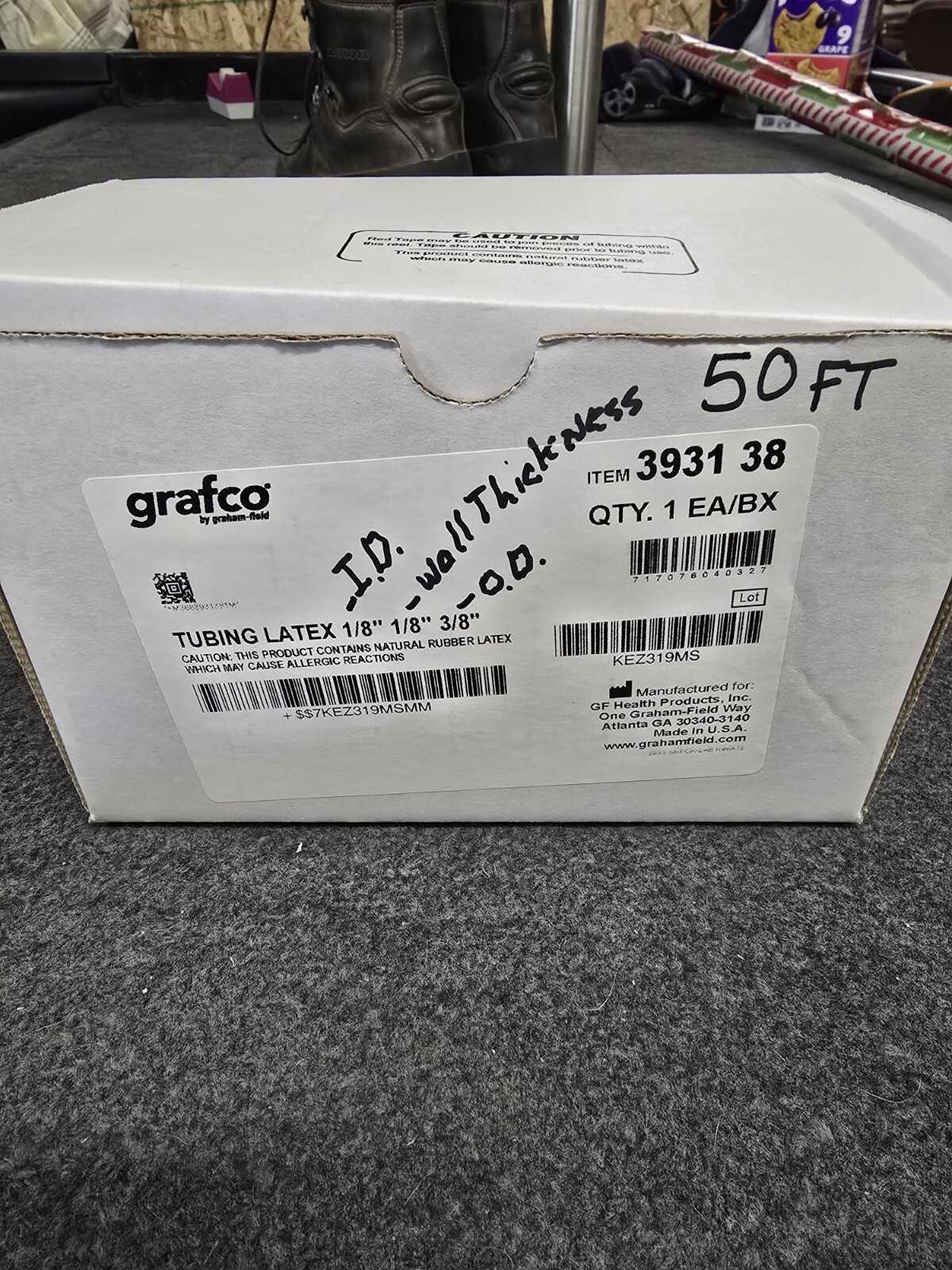 GRAFCO 50′ ROLL OF 1/8″ X 1/8″ X 3/8″ LAYTEX TUBING, 393138, NEW