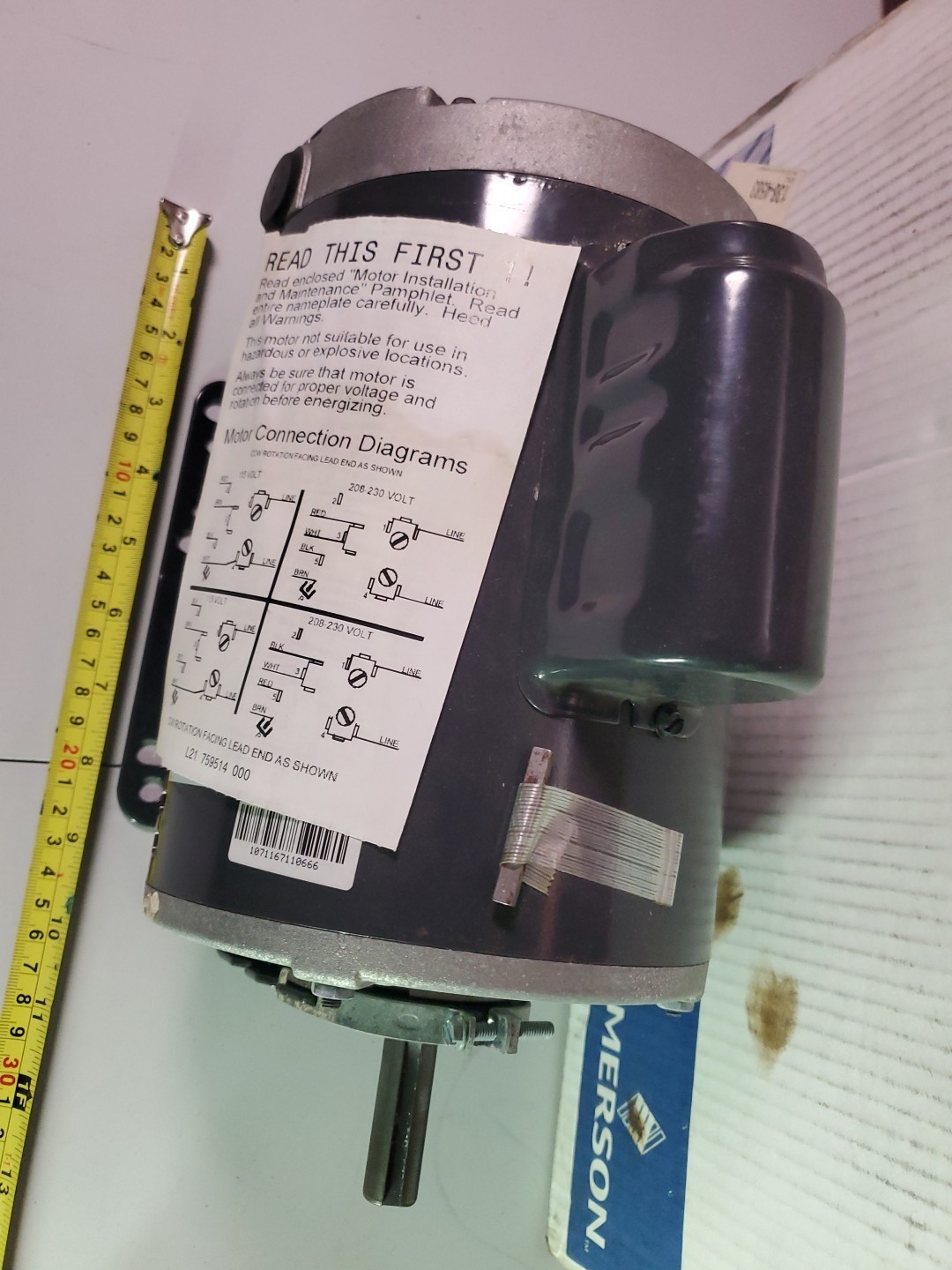 NEW EMERSON 1-1/2 HP ELECTRIC AC MOTOR 115/230V 3450 RPM 5/8″x2″ Keyed Shaft