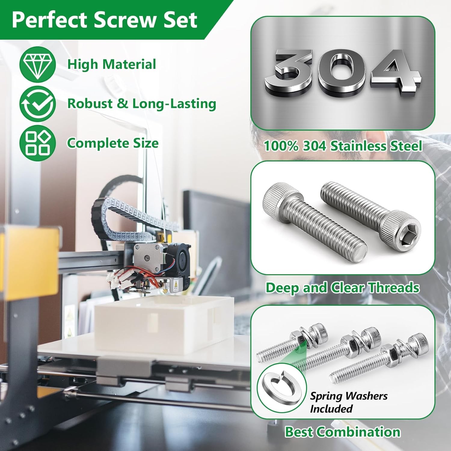 820PCS M2 M3 M4 Screws Nuts Set Stainless Steel Hex Bolt Assortment Kit w/Wrench