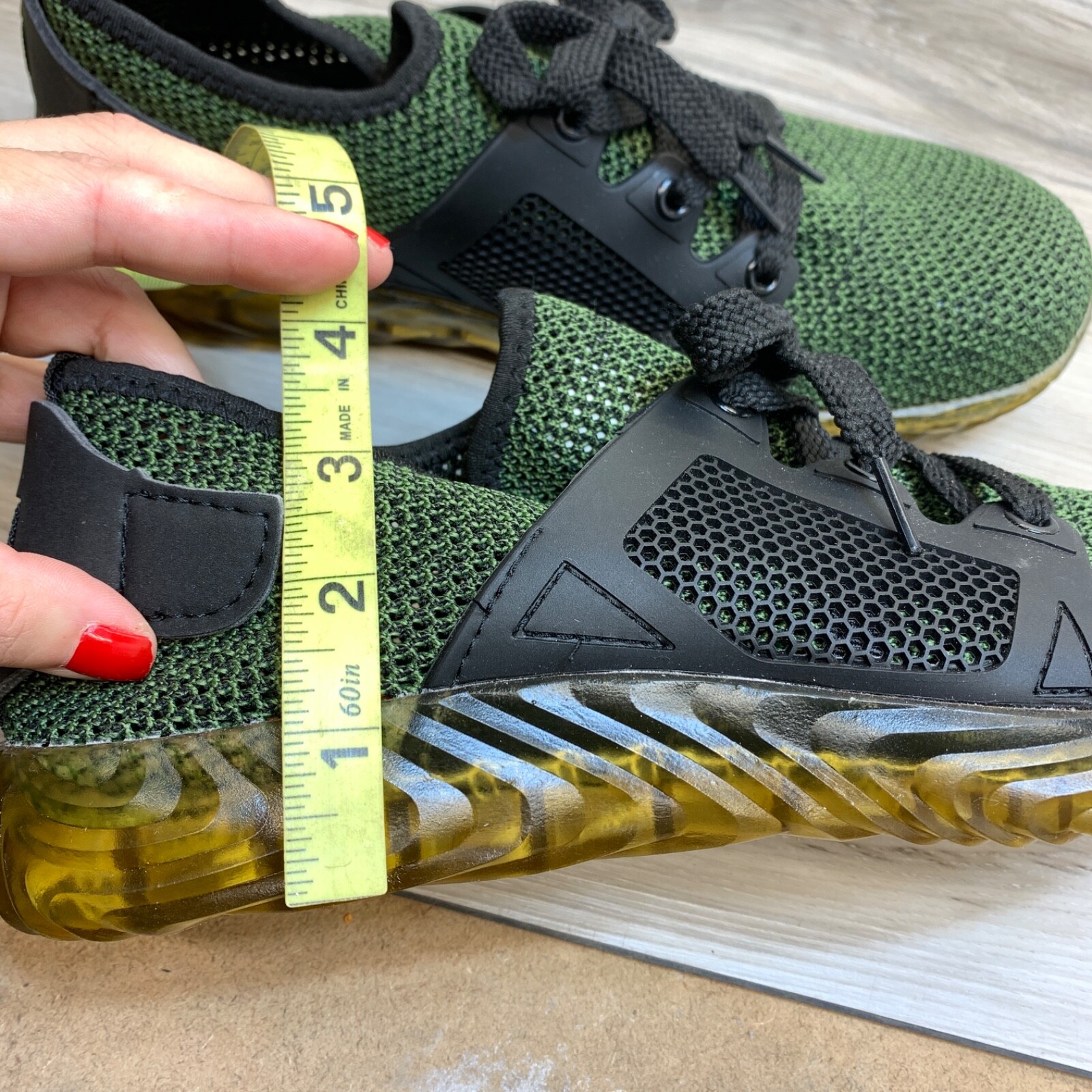 Indestructible Work Safety Toe Breathable Green Black Lace Up Shoes Mens 12 / 45
