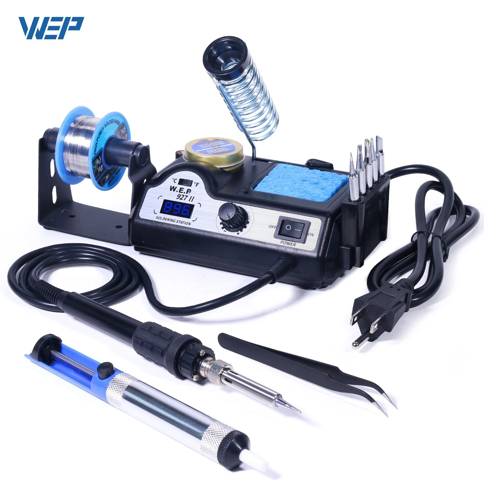 WEP Digital Rework Station Portable Soldering Iron Kit Hot Air Gun Desolder Tool