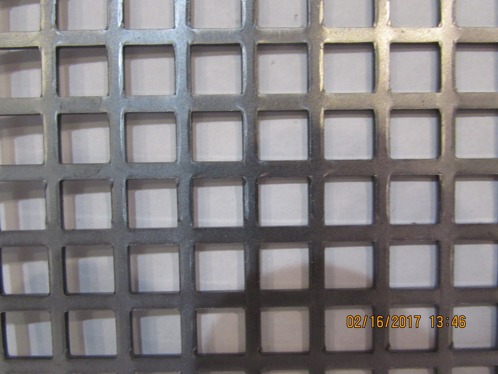 3/8 SQUARE PERFORATED METAL 16 GAUGE–PLAIN STEEL– 16-3/4″ X 18″