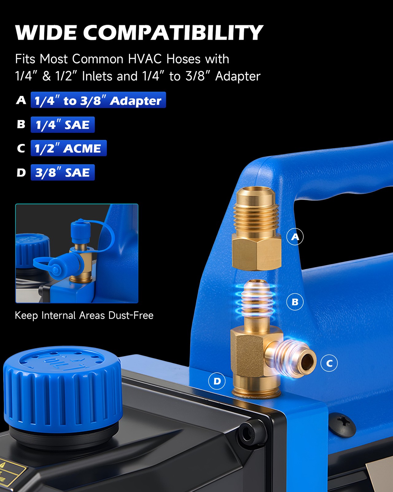 Rotary Vane Deep Vacuum Pump HVAC AC Air Tool R410a R134 W/Free Oil 4CFM 1/3HP