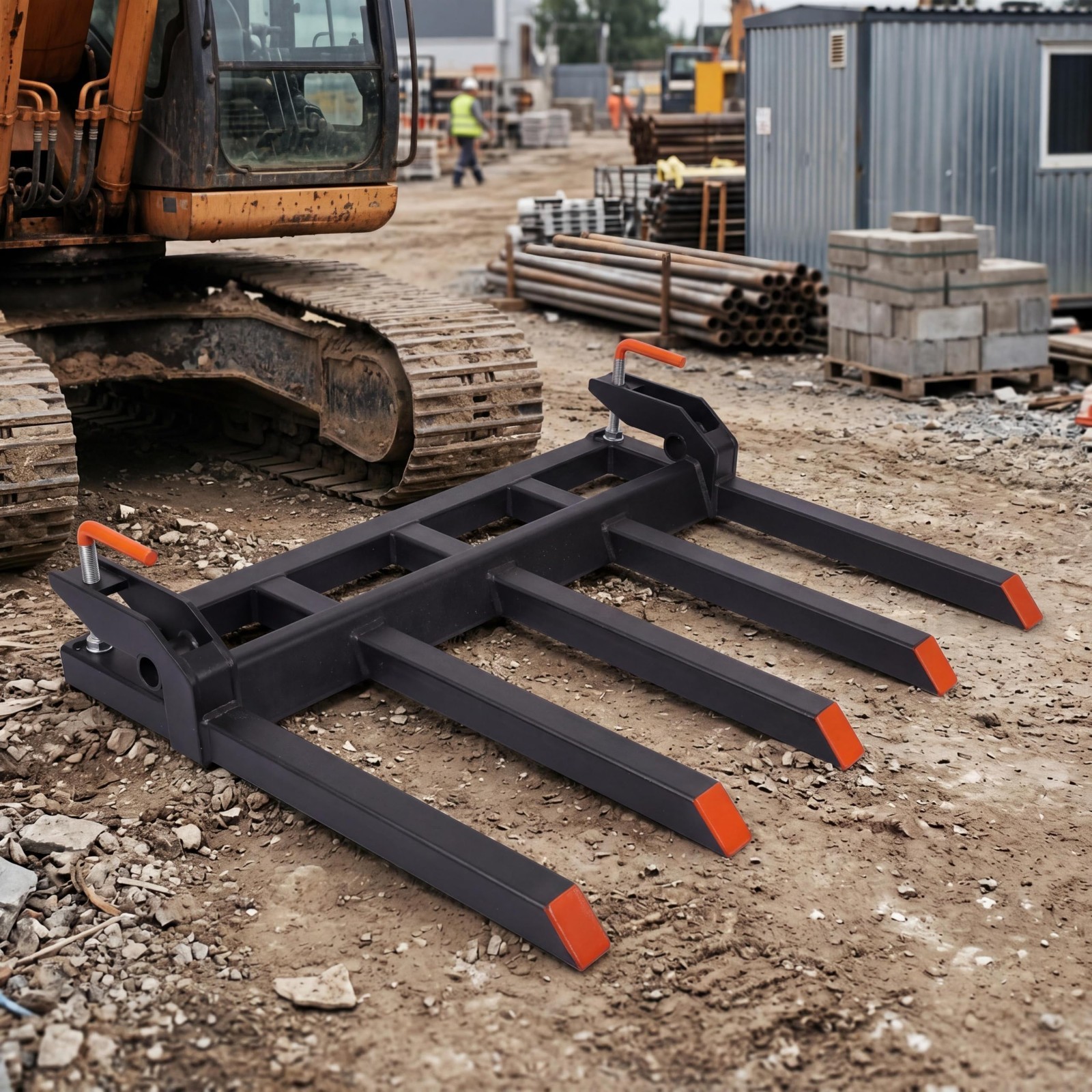 Clamp-On Debris Forks for 48″ Tractor Bucket ,2500 LBS with 5 Tines Pallet Forks