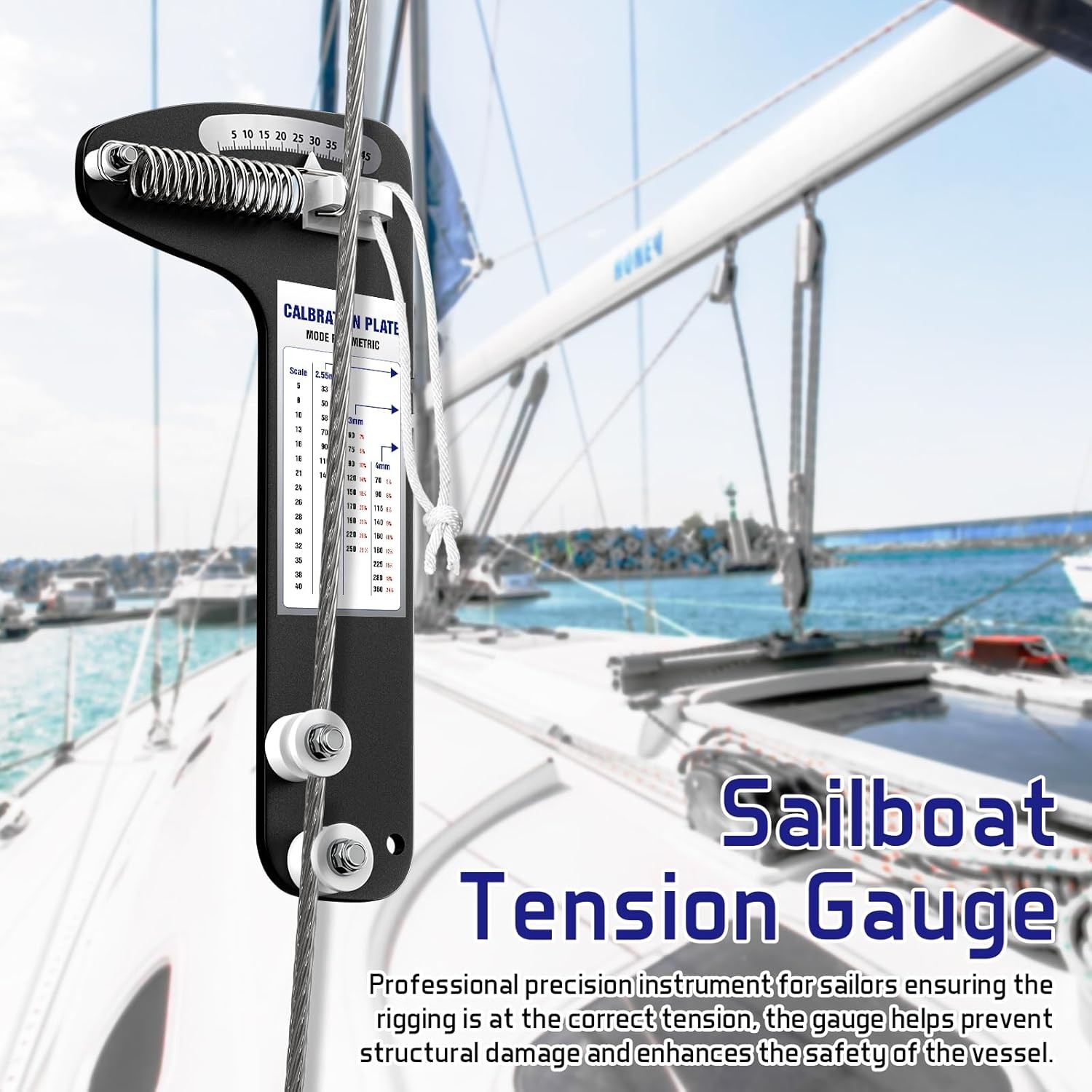 Sailboat Rigging Tension Gauge, PT-1M Tension Gauge Accurate Rigging Tool 800lb