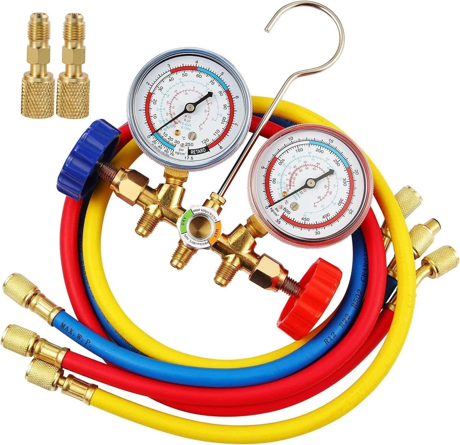R410A 3-Way AC Manifold Gauge Set for R410A R22 R134A R404A w/ Hoses