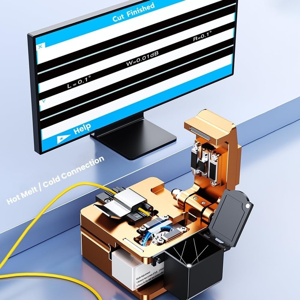 Optical Fiber Cleaver, High Precision FTTH Fiber Optic Cutter with 16 Cleave Pos