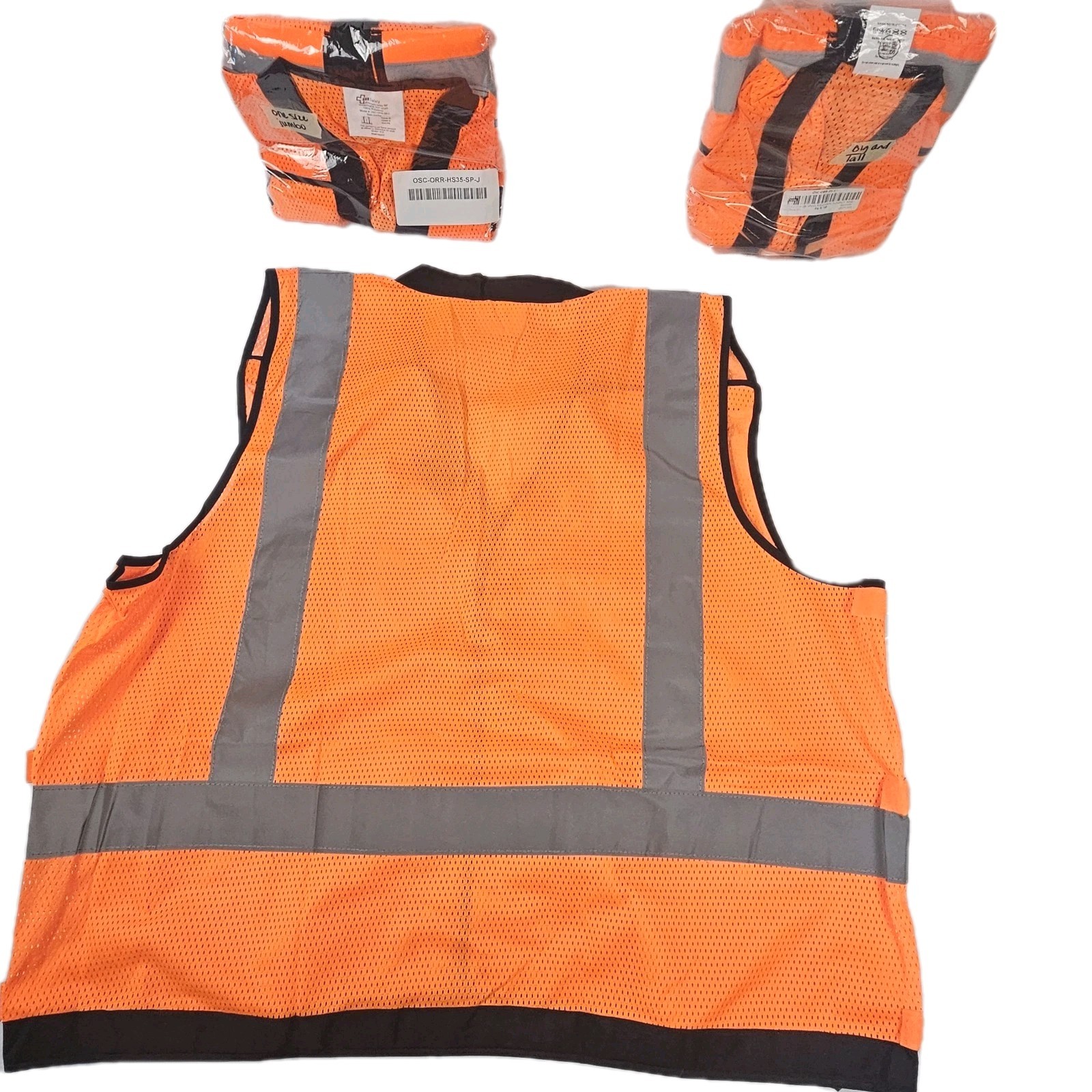 Lot 3 ORR Safety ANSI Class 2 Type R Hi Vis Orange Mesh Safety Vest Big & Tall