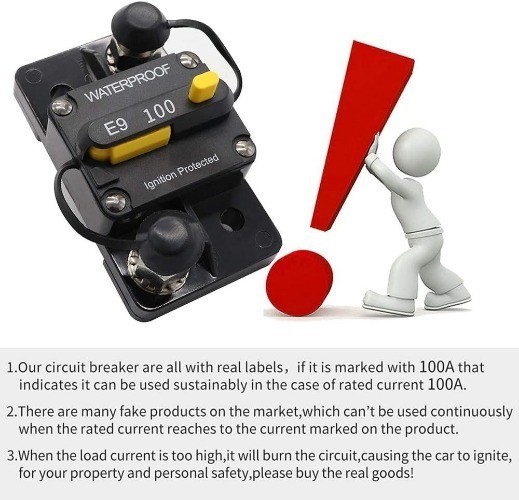 100Amp Circuit Breaker 30-300A with Manual Reset Trolling Motor Aut Size: 100A