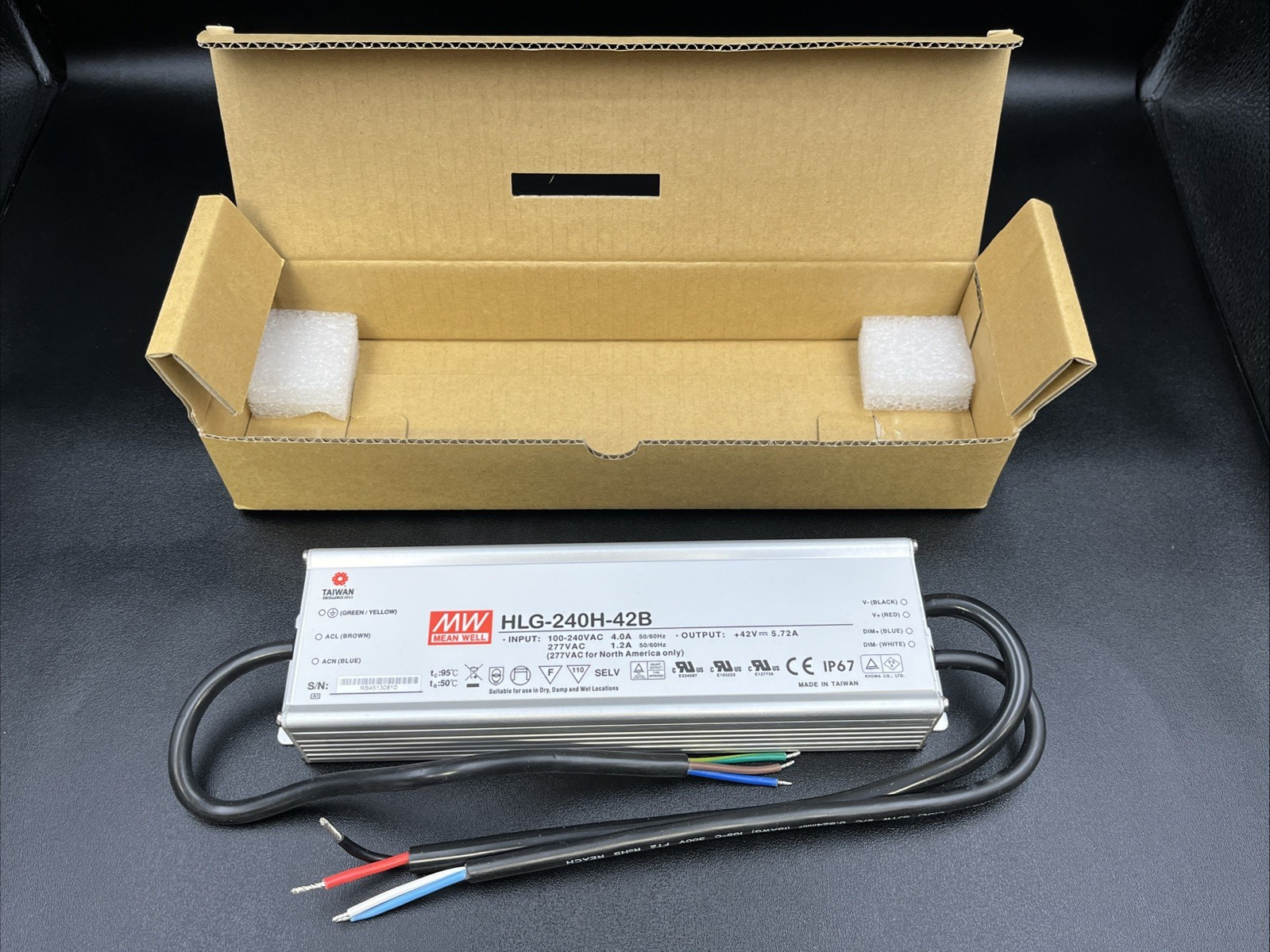 Mean Well LED Driver HLG-240H-42B 42vdc IP67