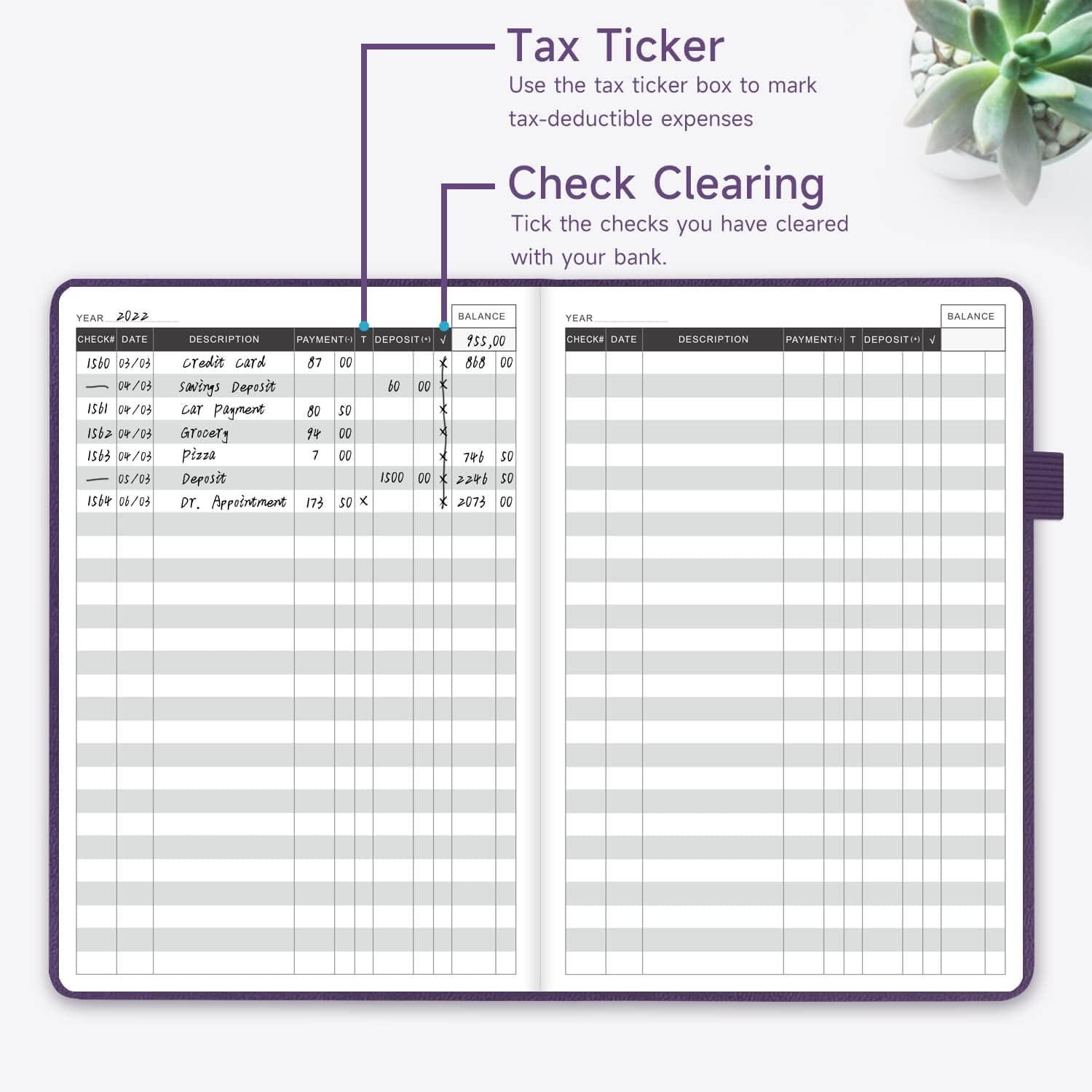 Check Register – Elegant Check Registers for Personal Checkbook with Check & …