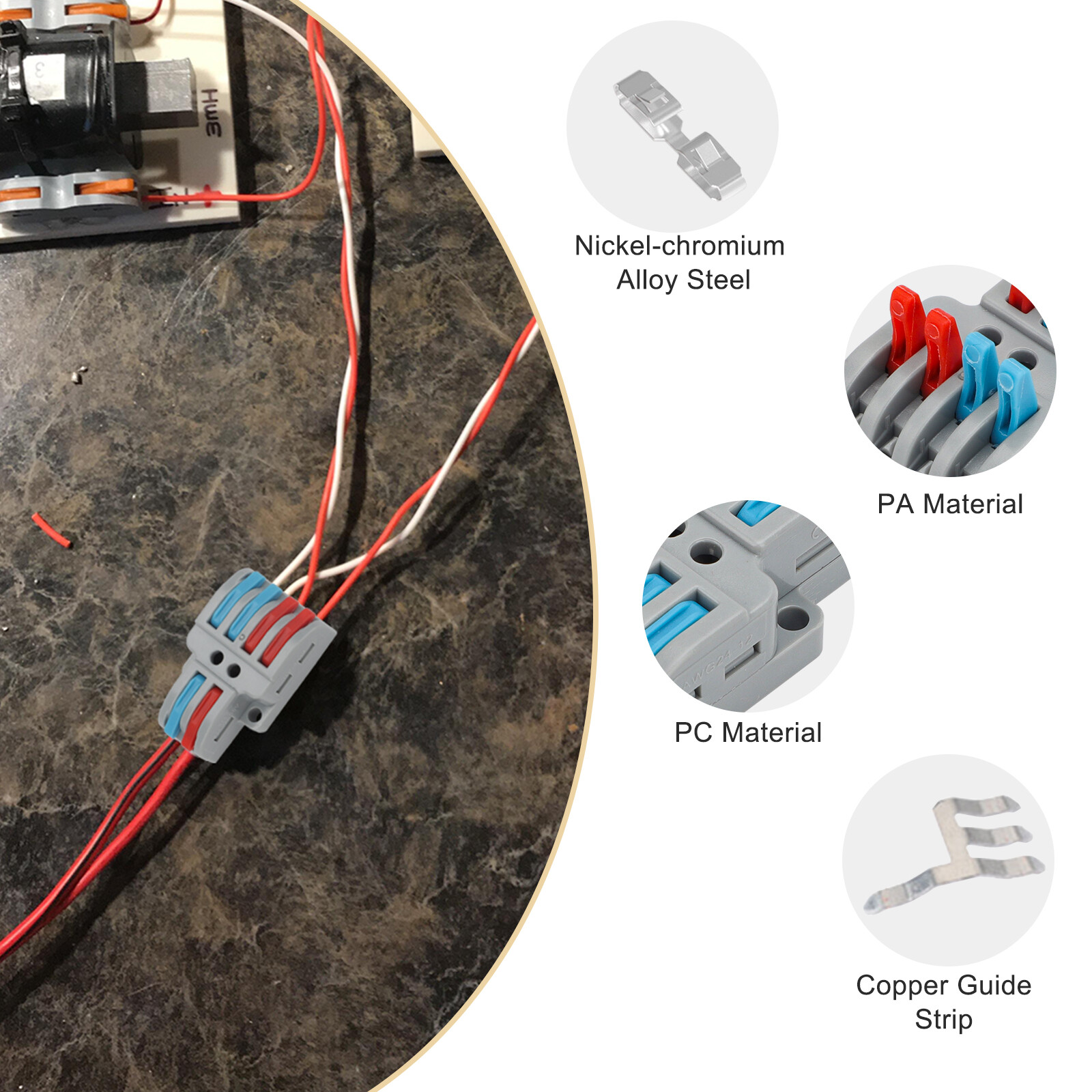20Pcs Lever Wire Connectors Quick Wiring Push-in Conductor Terminal Blocks