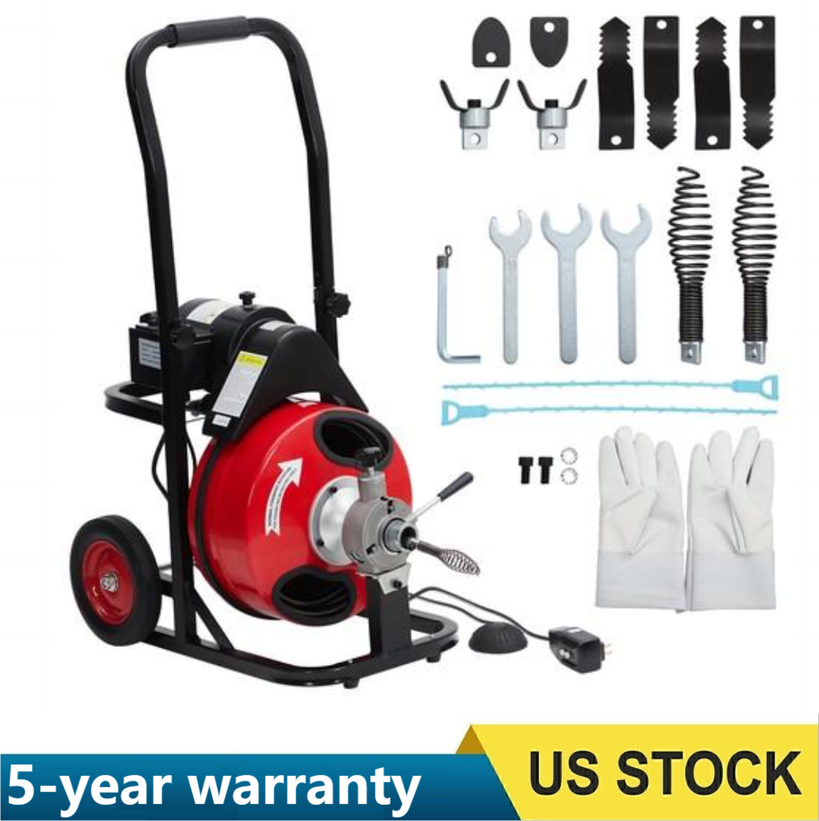 75 ft x 1/2 in Auto Feed Drain Cleaner Machine Portable Sewer Snake Auger 110V