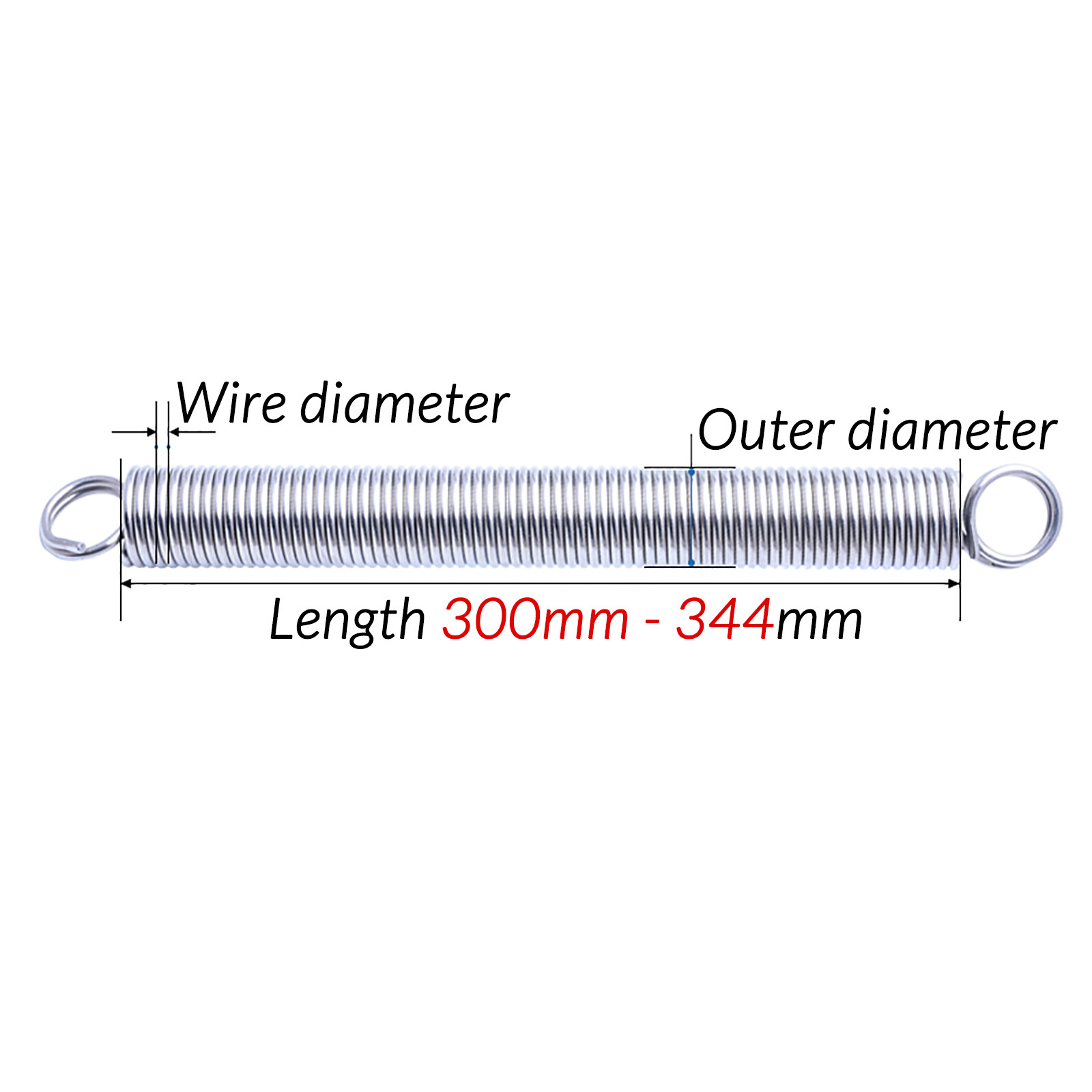 Expansion Spring 300mm long Tension Extension Expanding Extending Springs