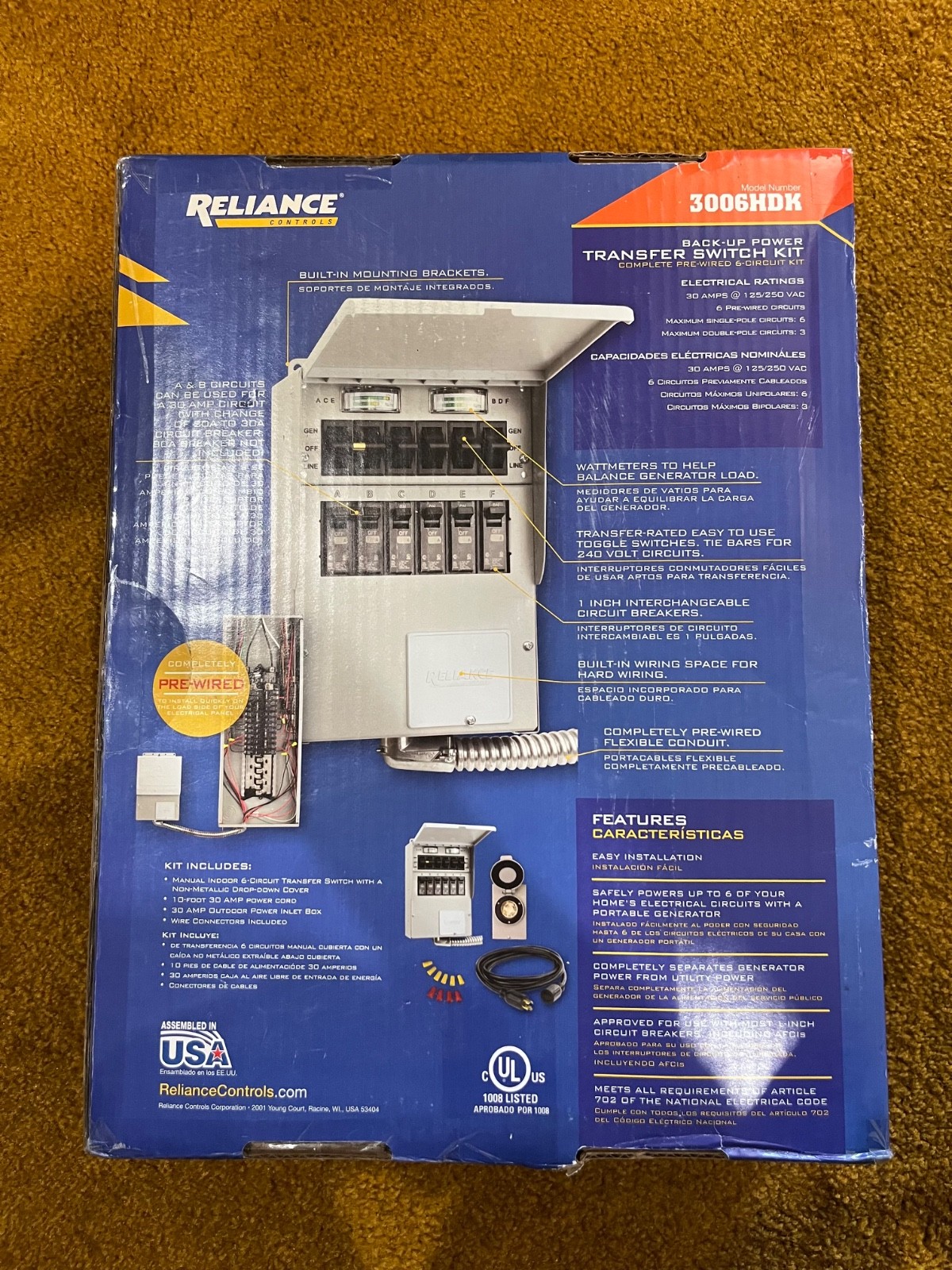 NEW Reliance Controls 3006HDK 6-circuit Generator Power Transfer Switch Kit