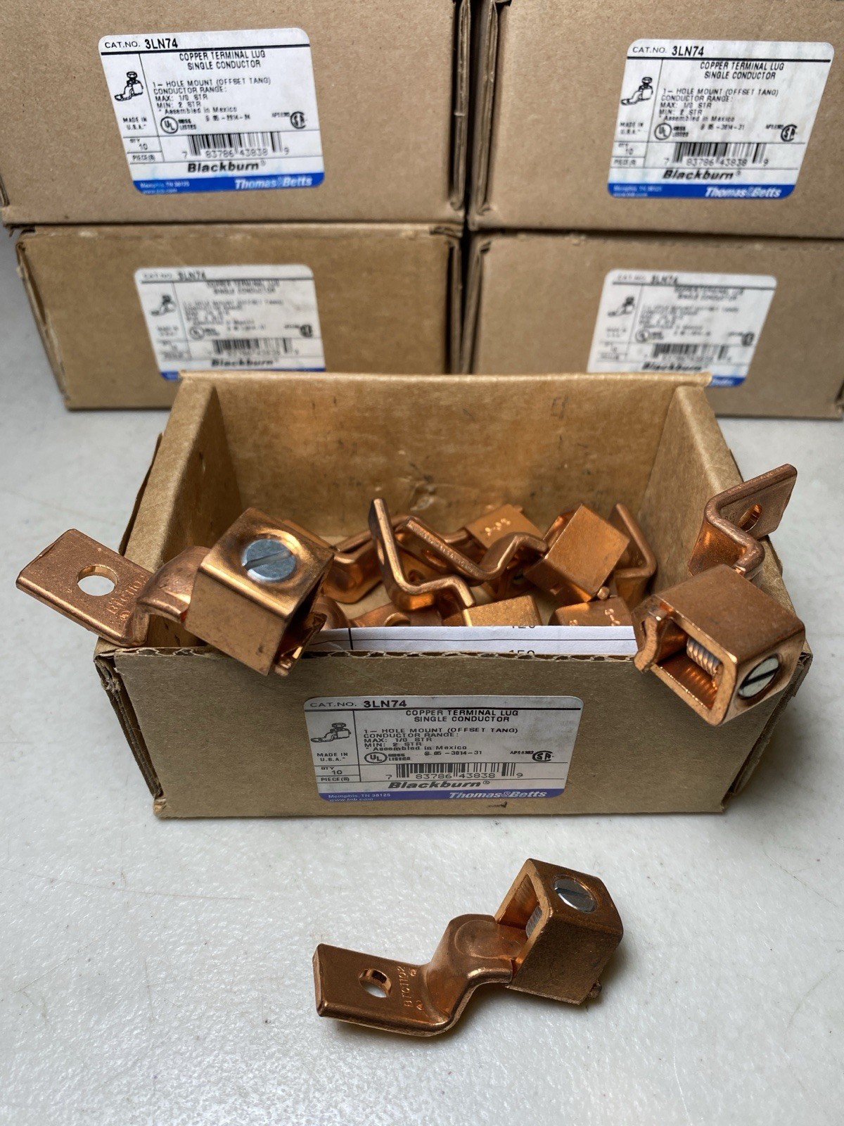 Qty 10- Blackburn Copper Mechanical Screw Lug Offset 1 Hole, 2 – 1/0 STR BTC1102