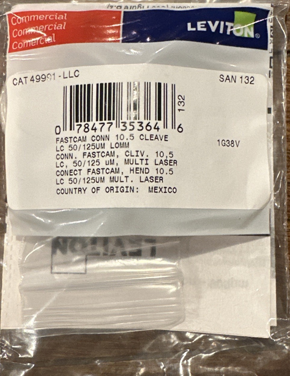 Leviton Fastcam LC Fiber Connectors CAT 49991-LLC 10.5 Cleave 50/125UM NIB